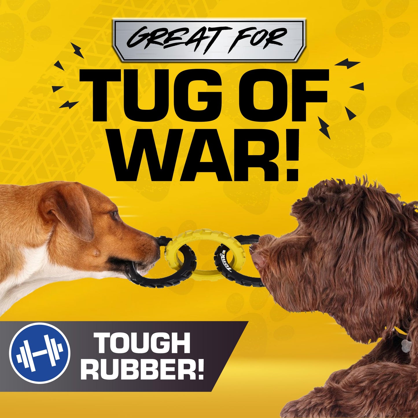 Juguete de Goma Tonka Amarillo Negro Ligero y Duradero para Perro Razas Medias y Grandes
