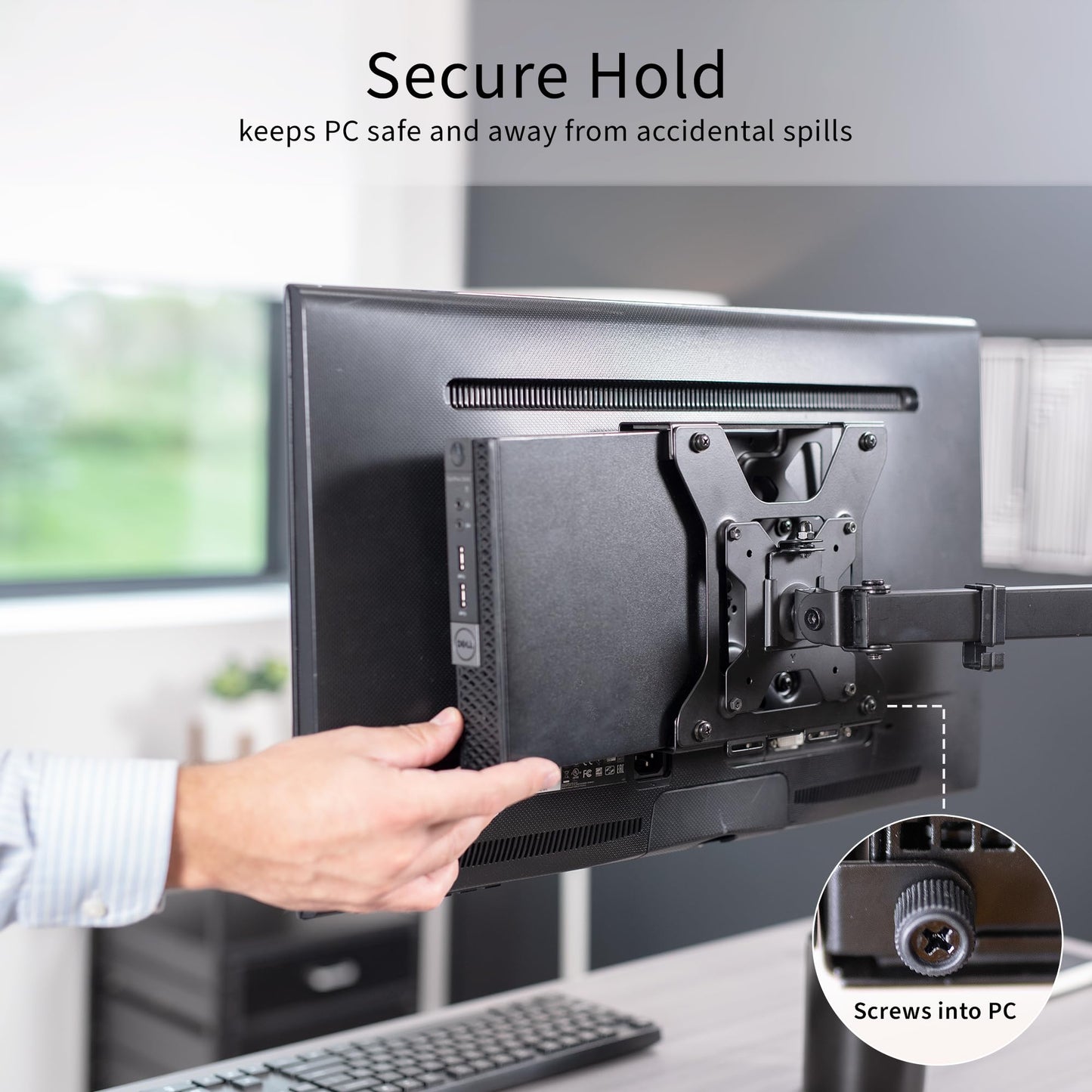 Soporte VESA para Monitor VIVO Negro con Abrazadera, Diseñado para Dell OptiPlex Micro CPU