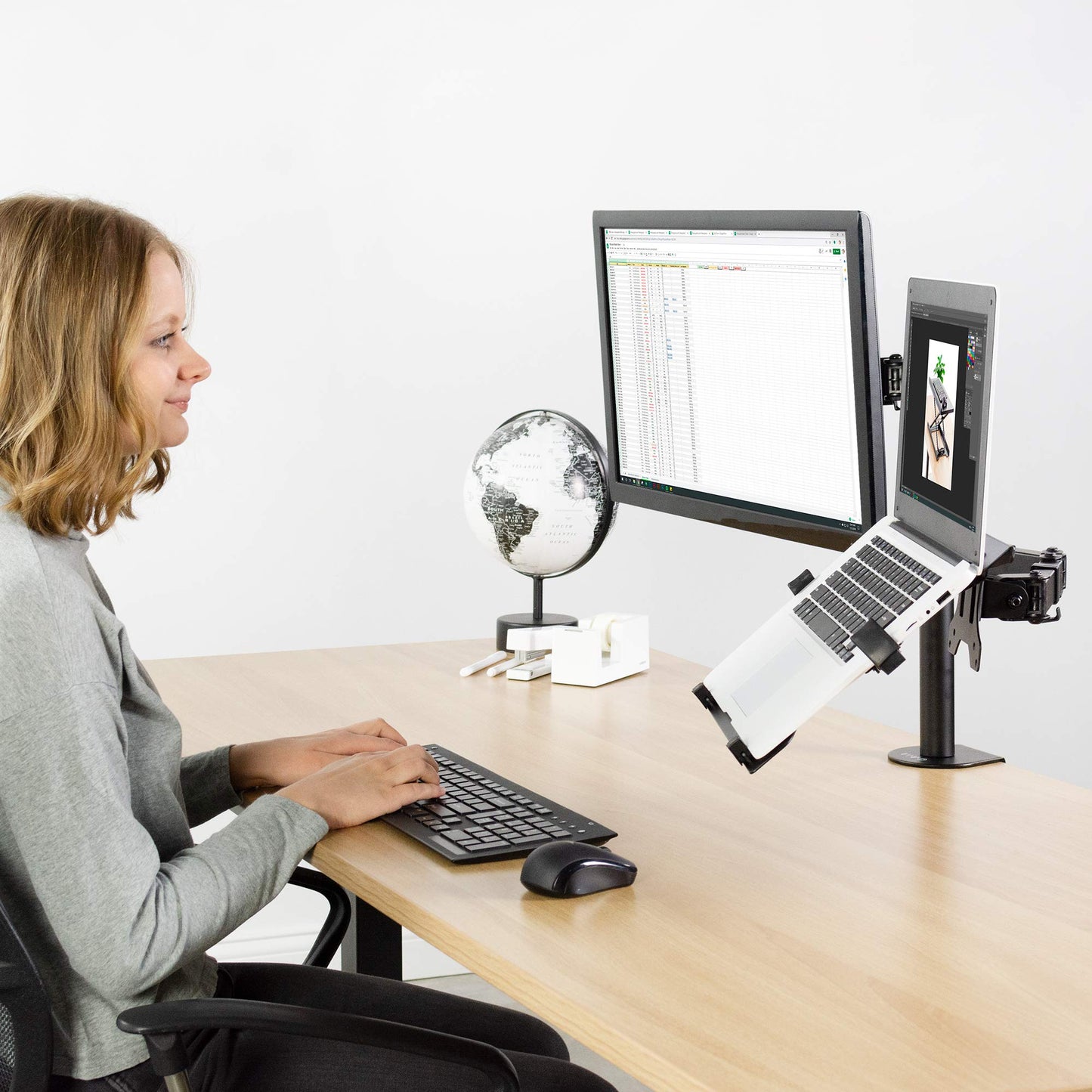 Soporte Universal Ajustable para Portátil Vivo Plata para Brazos de Monitor VESA