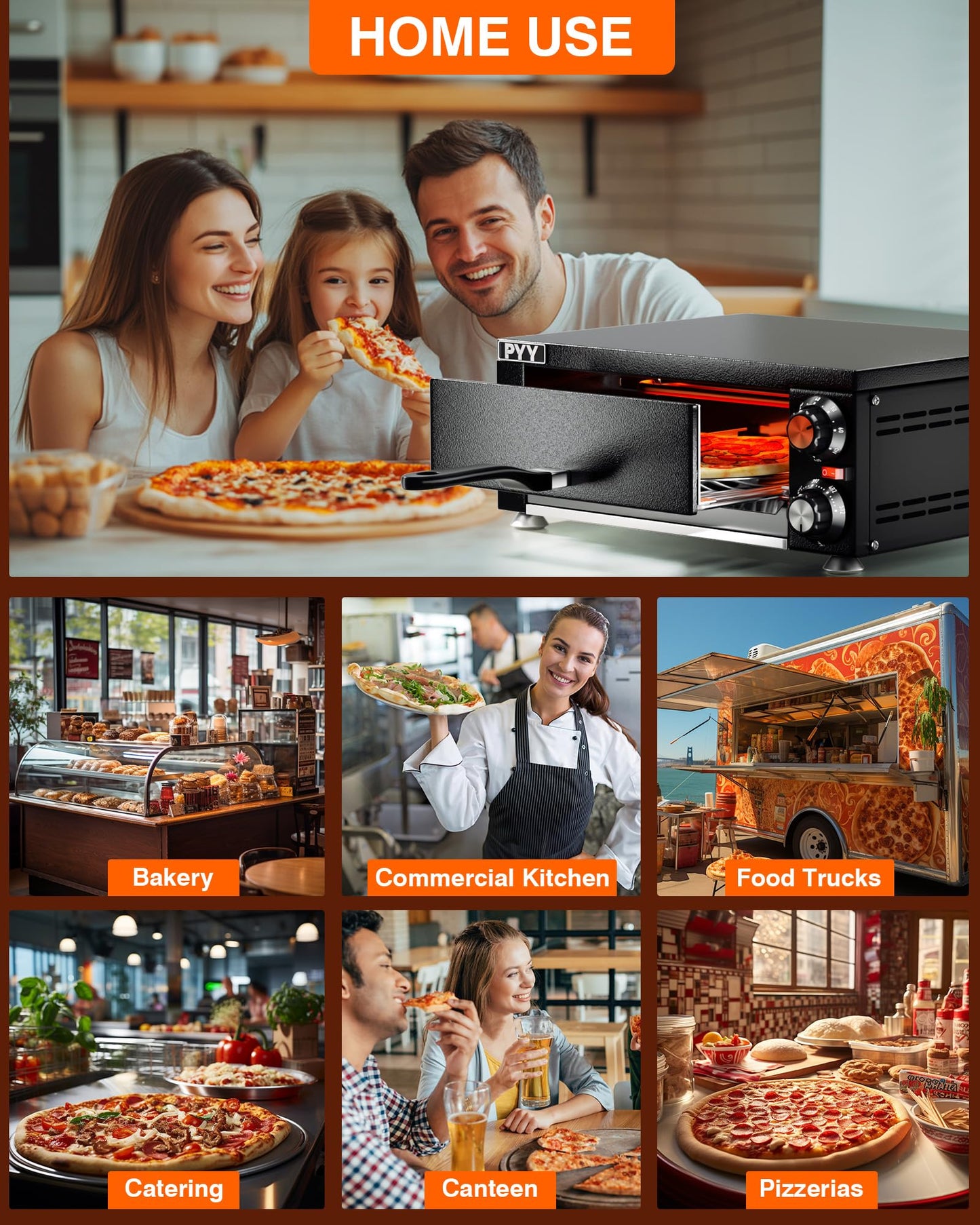 Horno Eléctrico de Pizza PYY Acero Inoxidable con Temporizador