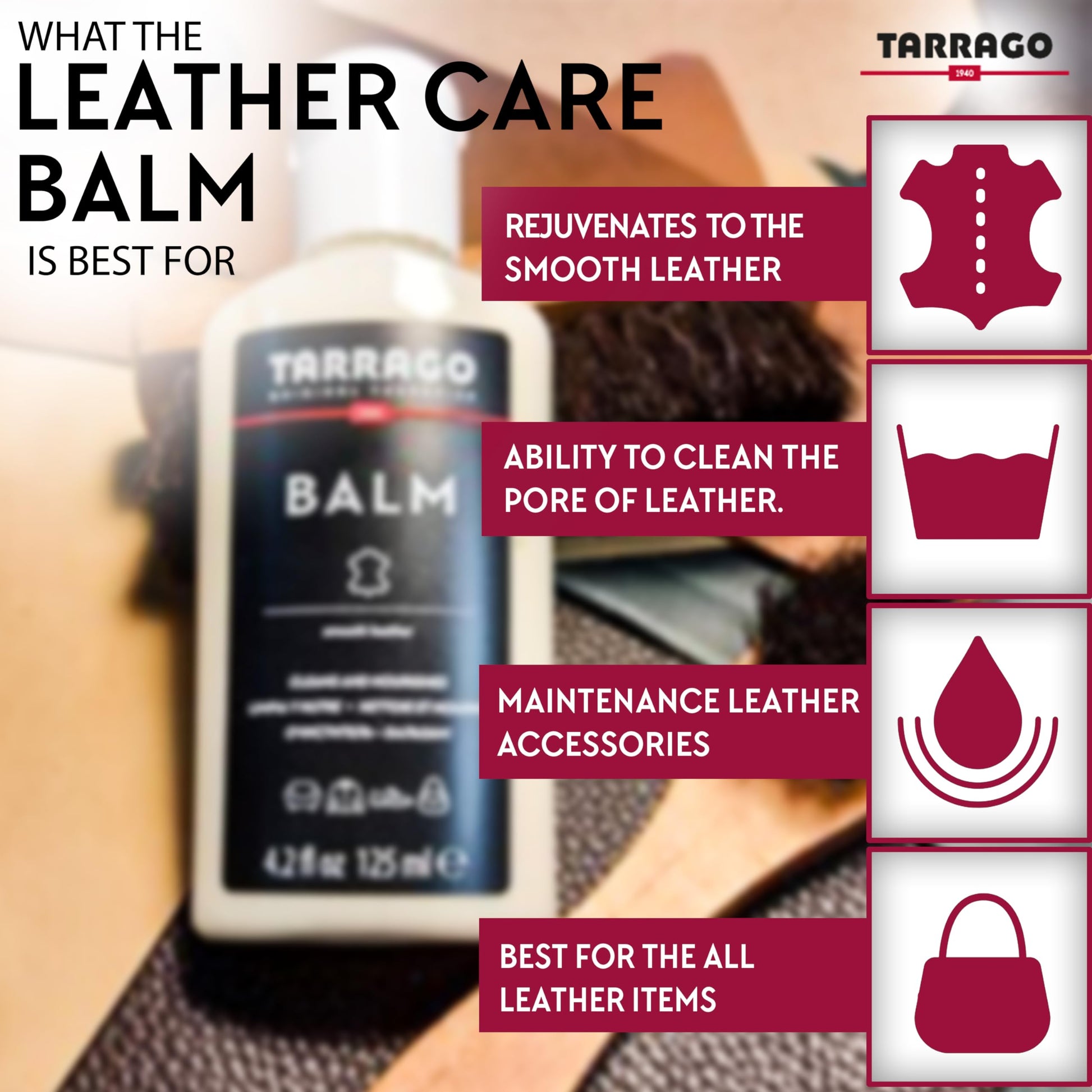 Tarrago - Acondicionador de bálsamo de piel, nutre y restaura el color para piel suave, charol, exótico y reptil, 4.2 onzas, Neutral #00, 4.23 Fl.Oz
