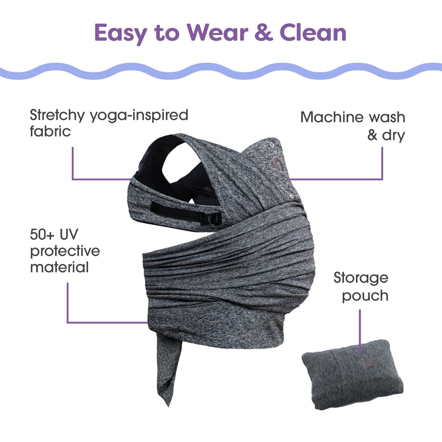 Boppy Portabebés Híbrido Ajustable, 8-35 Libras, Gris Jaspeado, Portabebés para Recién Nacido a Niño Pequeño con Correas Ajustables y Comodidad de una Envoltura de Bebé