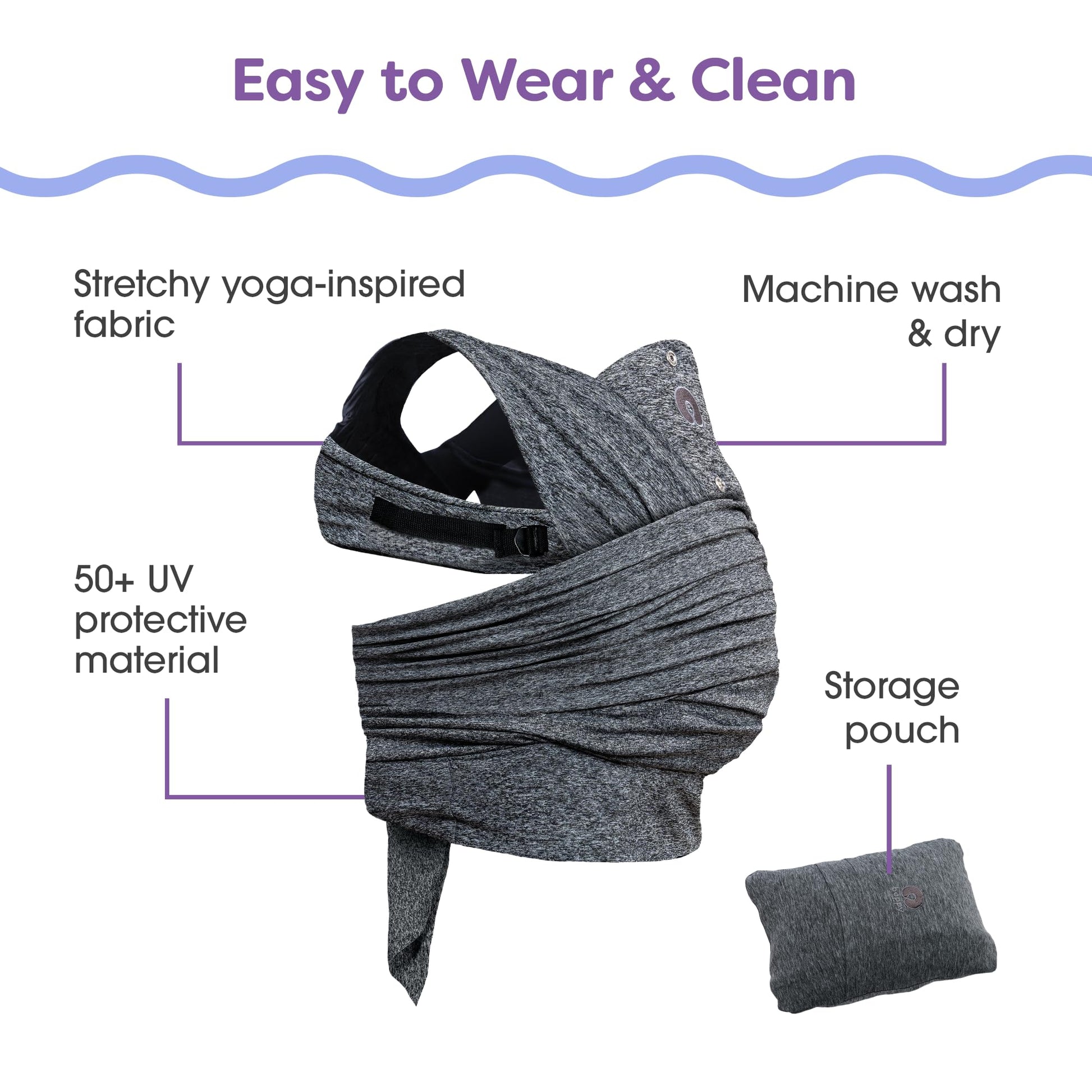 Boppy Portabebés Híbrido Ajustable, 8-35 Libras, Gris Jaspeado, Portabebés para Recién Nacido a Niño Pequeño con Correas Ajustables y Comodidad de una Envoltura de Bebé