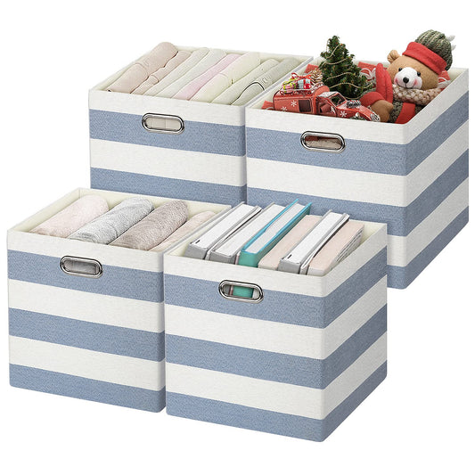 Posprica, cestos organizadores con forma de cubo retraíbles, 33×33 cm, cestas de almacenamiento de tela con forma de cubo, cajones para contenedores para guarderías, oficinas, armarios (Juego de 4