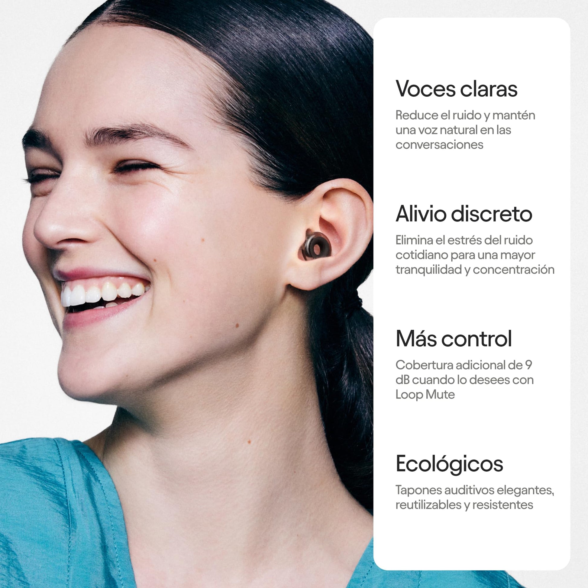 Loop Engage 2 Plus Tapones auditivos – Reducción del ruido cotidiano con voces claras para reuniones sociales, trabajo, conversaciones y para la sensibilidad al ruido – SNR16 dB + accesorio Mute