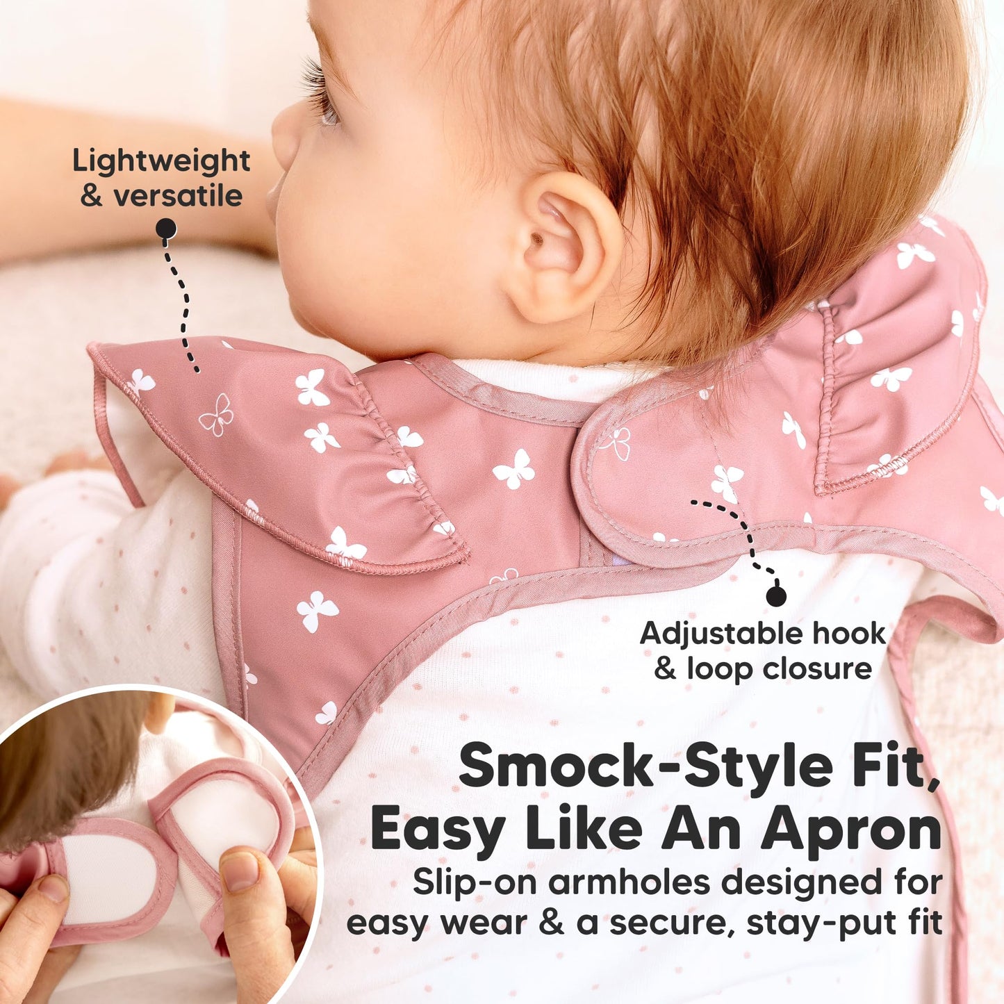 KeaBabies - Baberos impermeables para bebé niña, niño, paquete de 2 baberos ligeros y grandes para comer, colector de alimentos portátil, esenciales de alimentación para bebés de 6 a 12 meses, bata