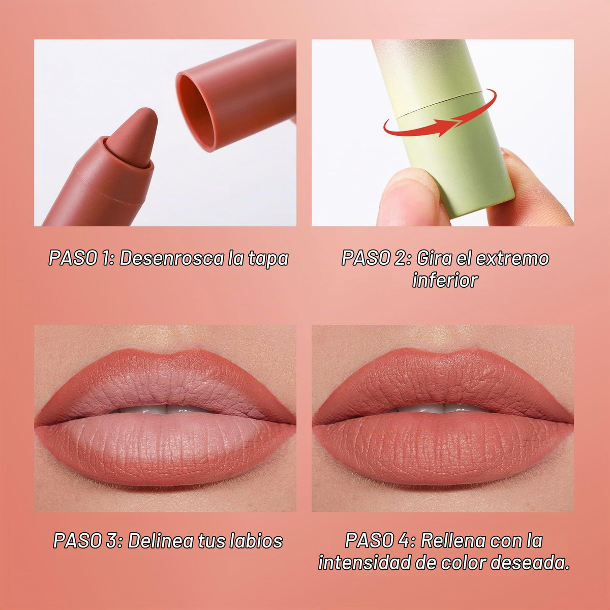 Allphv Set de Labiales y Delineadores, 4 Piezas, 01- para Labios Definidos