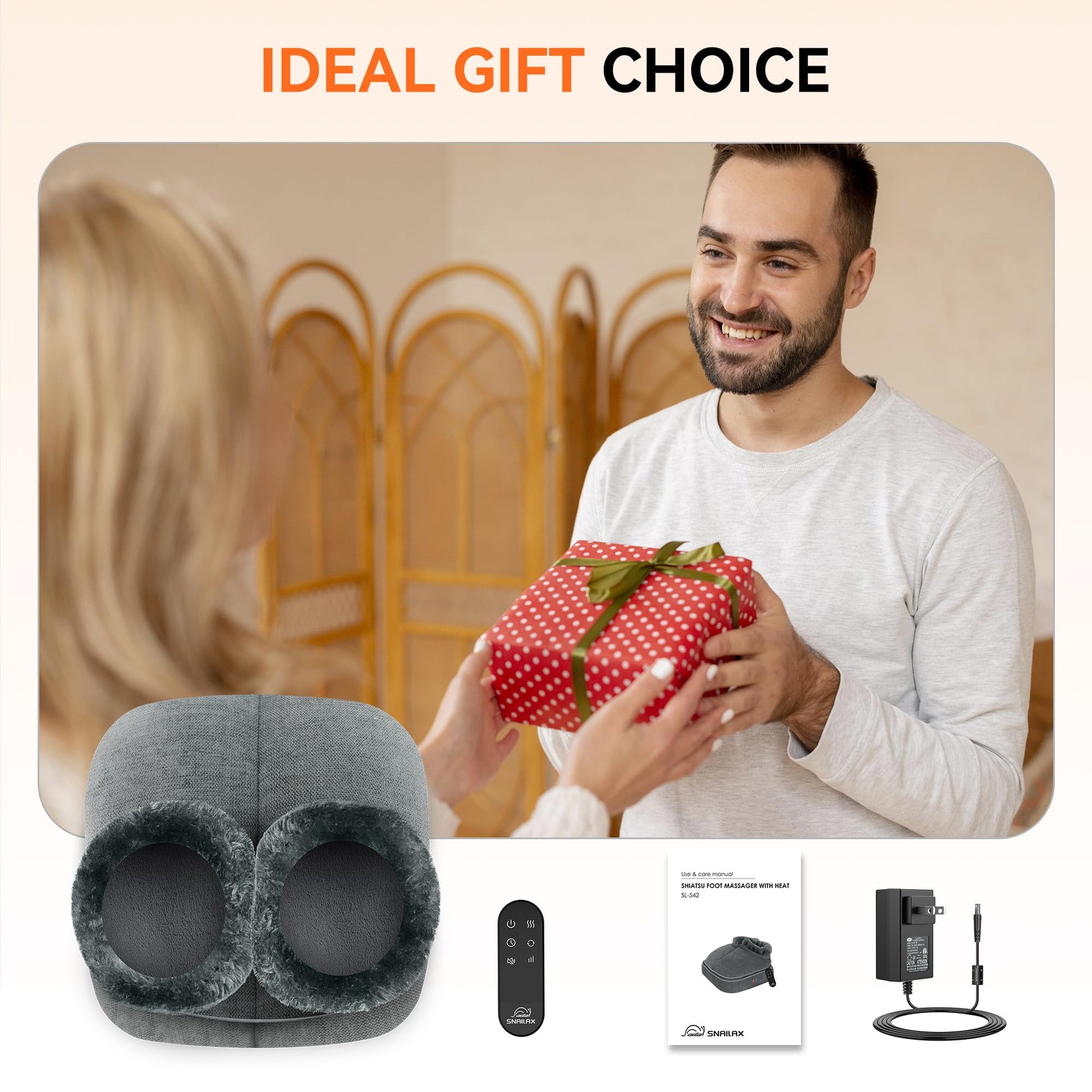 Masajeador De Pies Shiatsu Snailax Electrick Con Calor Para Neuropatía y Fascitis Plantar Para Mujer y Hombre