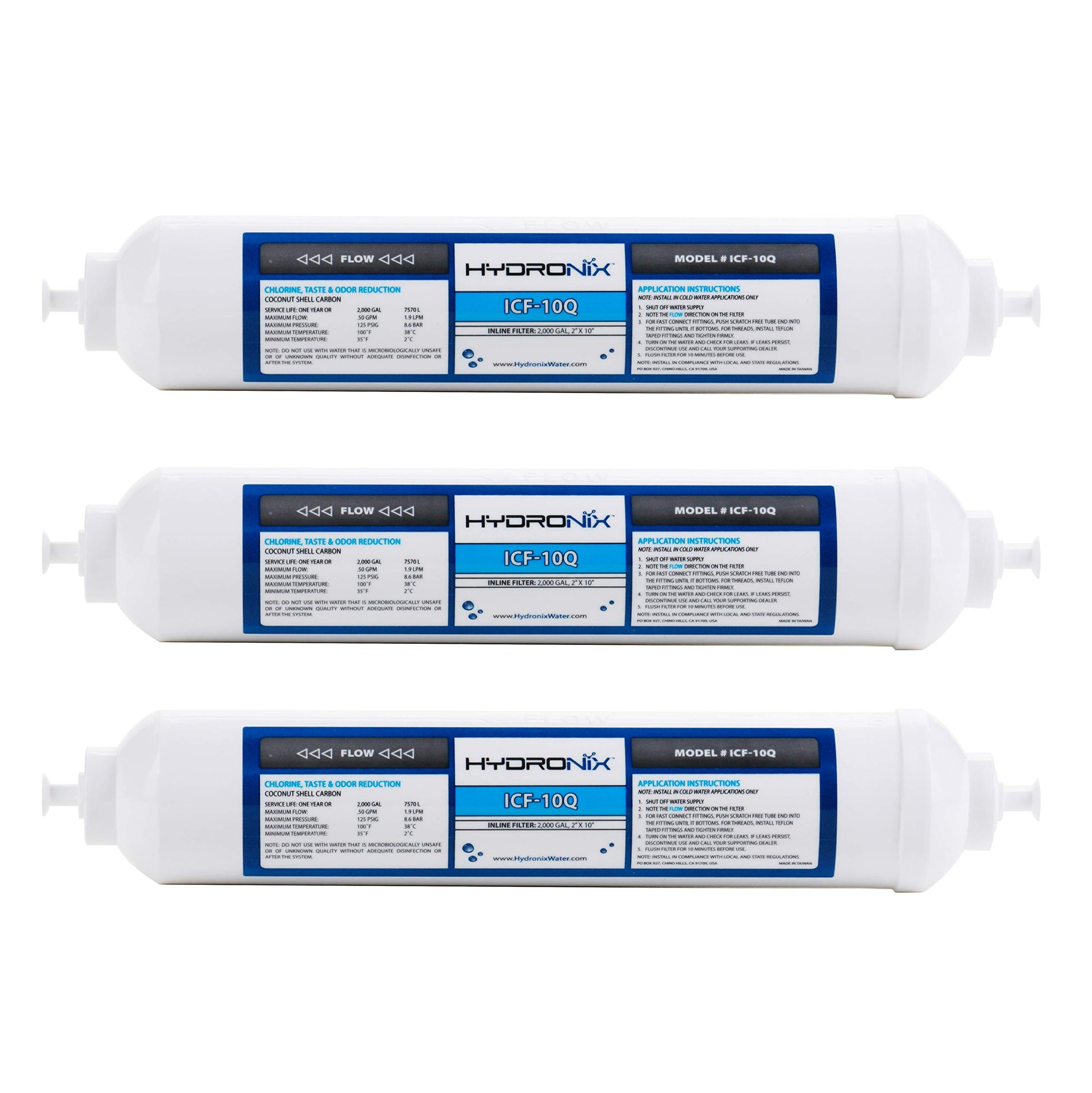 Filtro de Agua de Ósmosis Inversa Hydronix Blanco para Frigoríficos y Hielo, Pack de 3