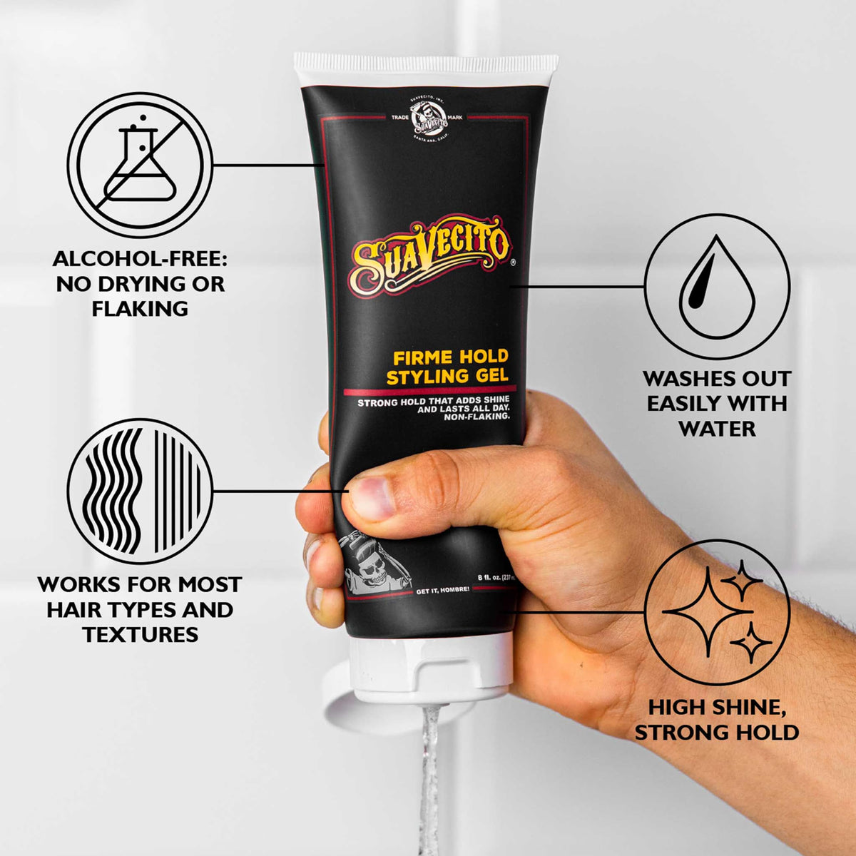 Suavecito FIRME HOLD STYLING GEL 237 ML 8 OZs