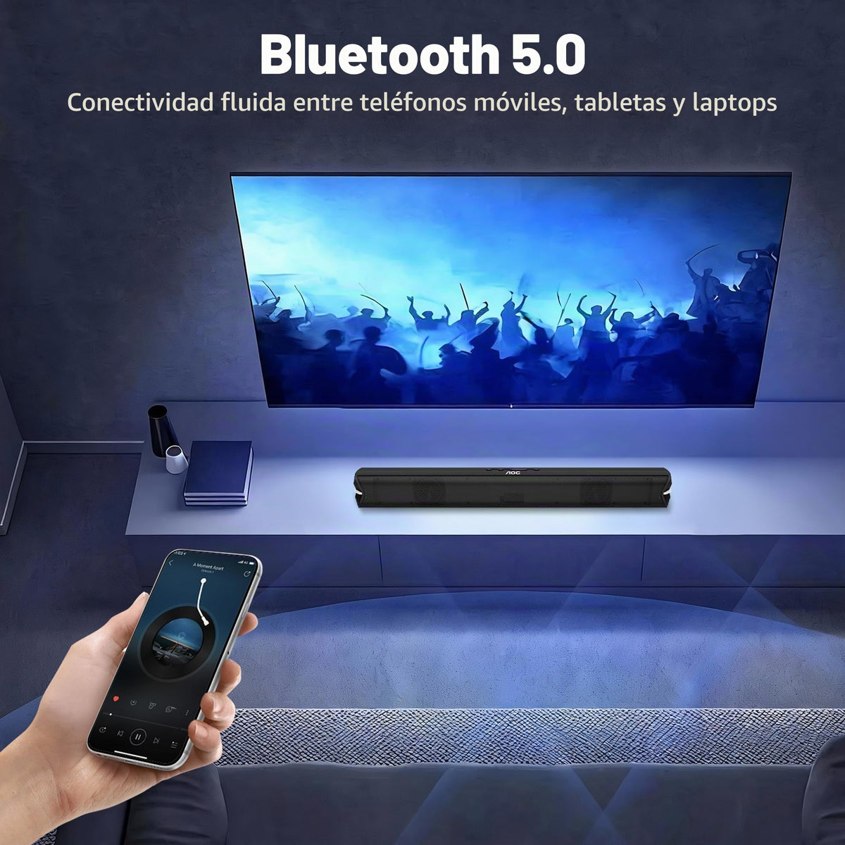 Barra de Sonido AOC ACS2410 Negro Bocina Bluetooth 30W Powerful Sound