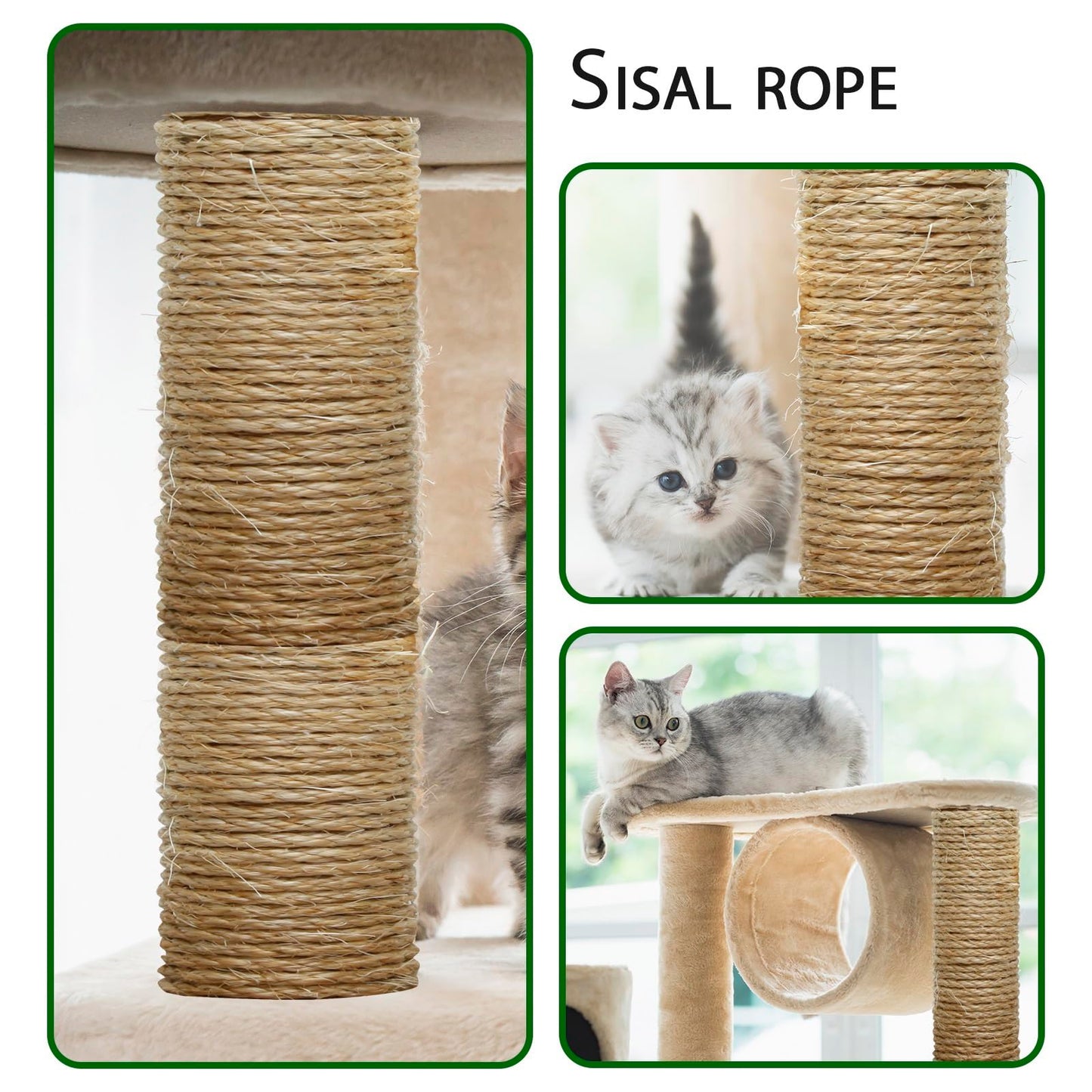 Cuerda de Sisal Natural TienYow 4mm 164 Pies para Reparación de Rascador para Gatos y DIY Árbol para Gatos