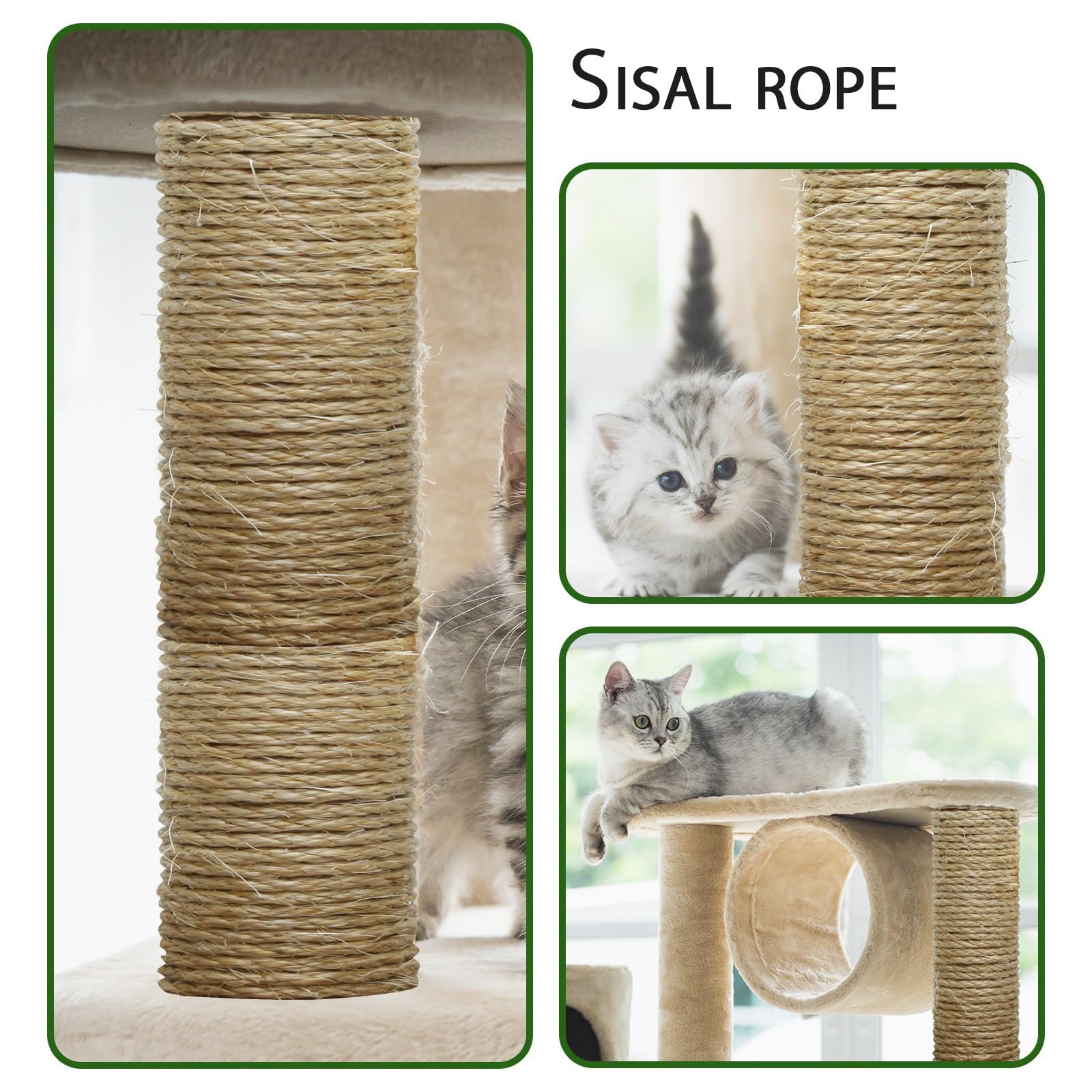 Cuerda de Sisal Natural TienYow 4mm 164 Pies para Reparación de Rascador para Gatos y DIY Árbol para Gatos