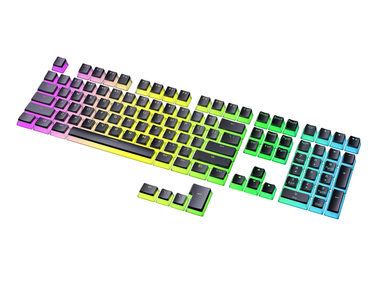 Teclas PBT Ranked Negro Diseño Translúcido para Teclado Mecánico RGB Juegos Perfil OEM 112 ANSI e ISO