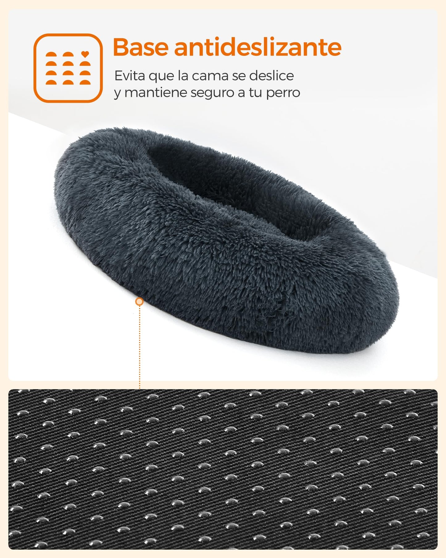 Cama para Mascotas Feandrea Gris Oscuro con Cojín Extraíble y Lavable