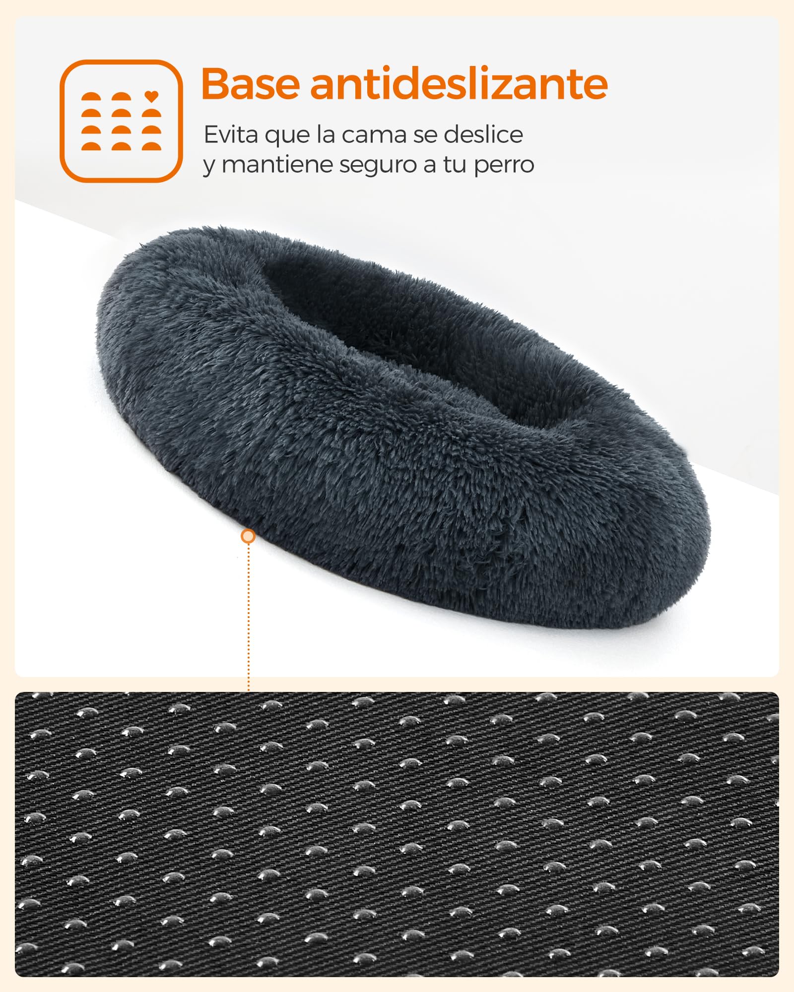 Cama para Mascotas Feandrea Gris Oscuro con Cojín Extraíble y Lavable