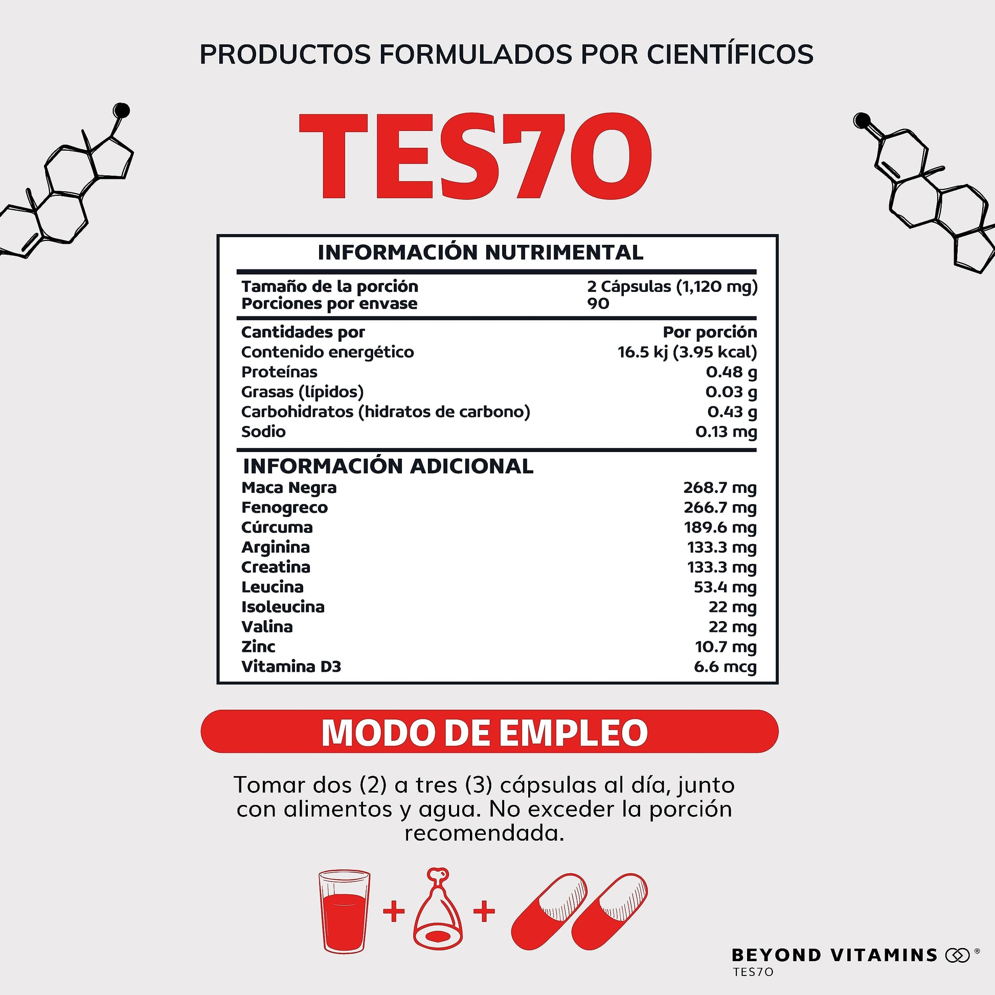 Suplemento Testo Hombres Maca Negra Fenogreco Ingredientes Naturales 180 Cápsulas para Hombre