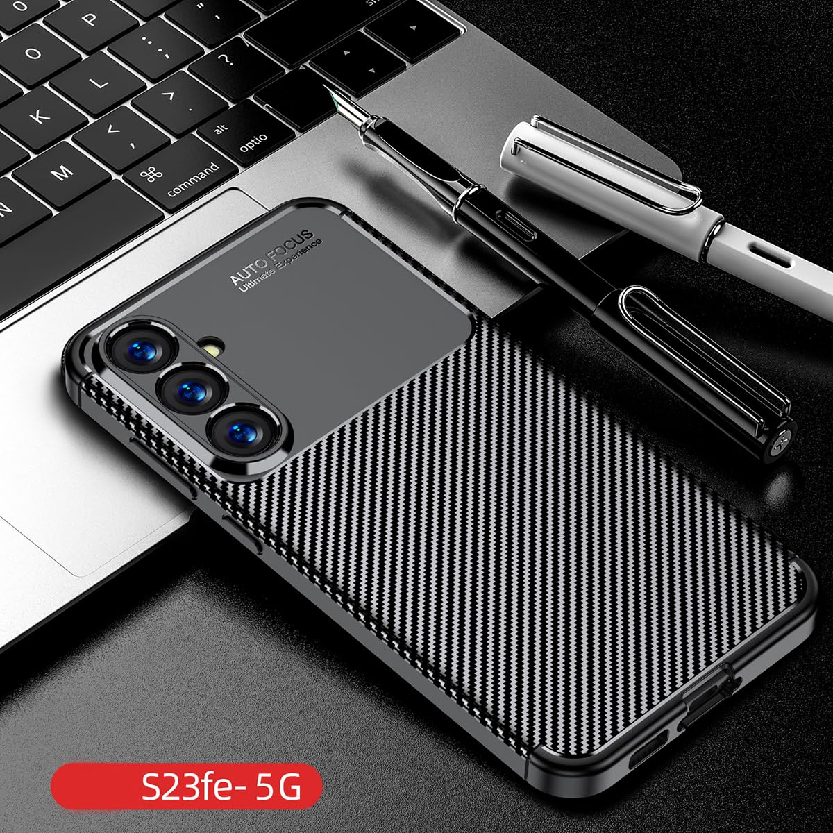 Funda Protectora QWYJ Negro con Textura de Fibra de Carbono para Samsung Galaxy S23 FE