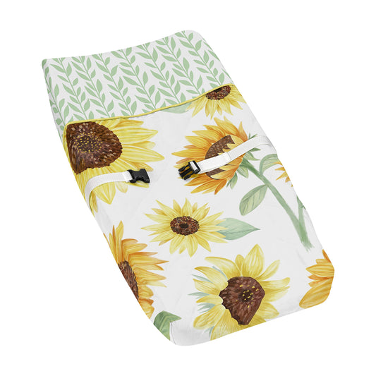 Funda para Cambiador Sweet Jojo Designs Amarillo Verde y Blanco con Diseño de Girasol