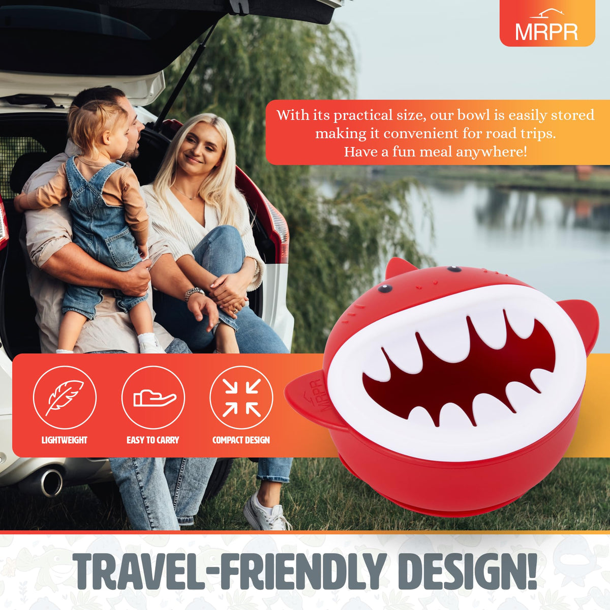 MRPR Chompers - Tazón de silicona para tiburones – Tazón de succión para bebés y niños pequeños – Sin BPA, apto para microondas y lavaplatos, hora de comer sin desorden – Tazón divertido y duradero