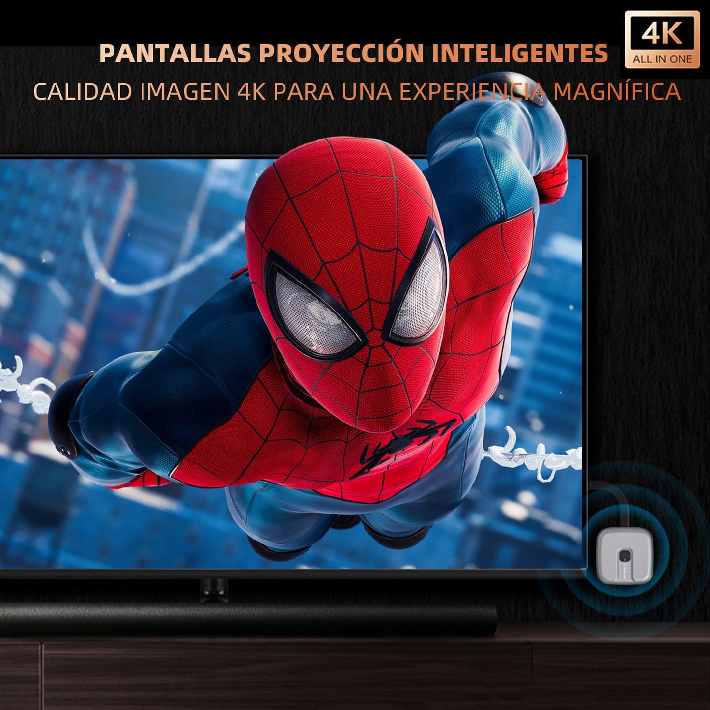 Receptor Inalámbrico 2RIYADH HDMI 4K Compatibilidad para Pantalla de Teléfono y Laptop