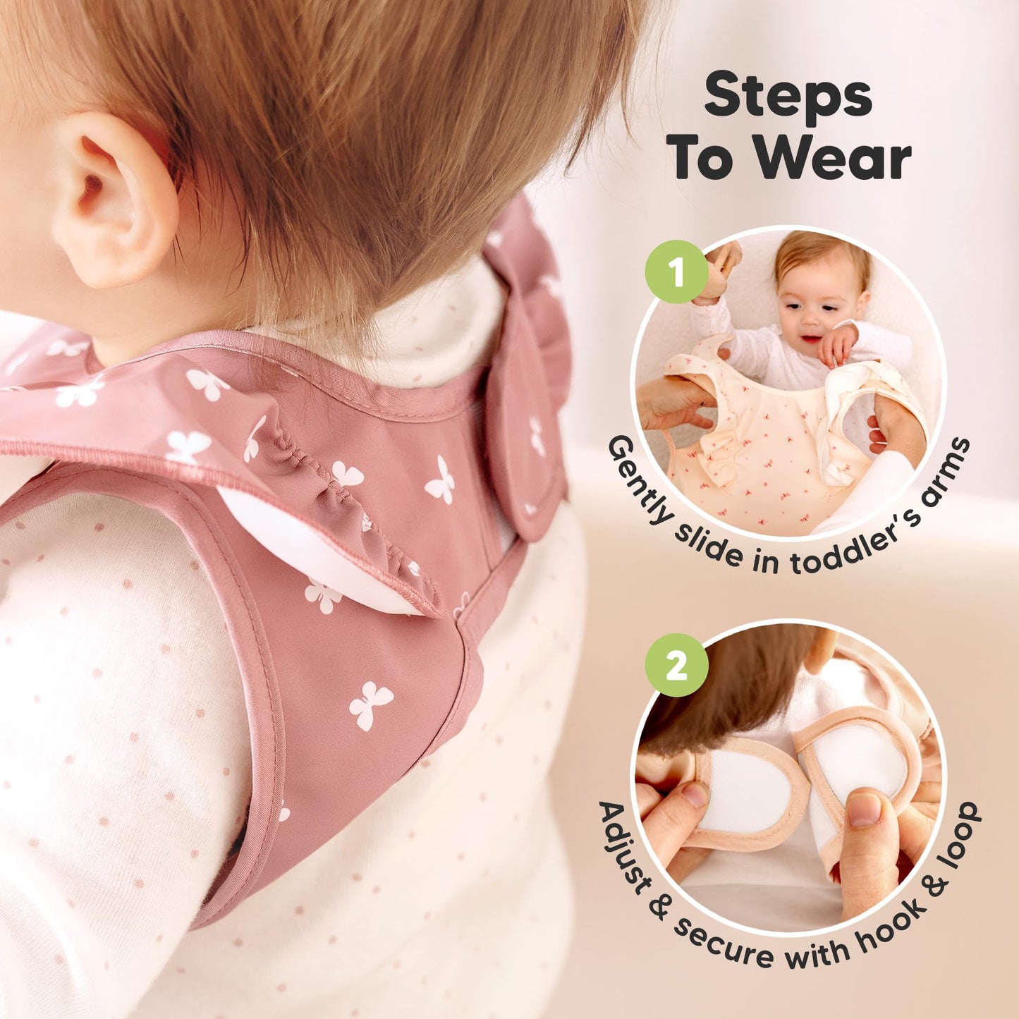 KeaBabies - Baberos impermeables para bebé niña, niño, paquete de 2 baberos ligeros y grandes para comer, colector de alimentos portátil, esenciales de alimentación para bebés de 6 a 12 meses, bata