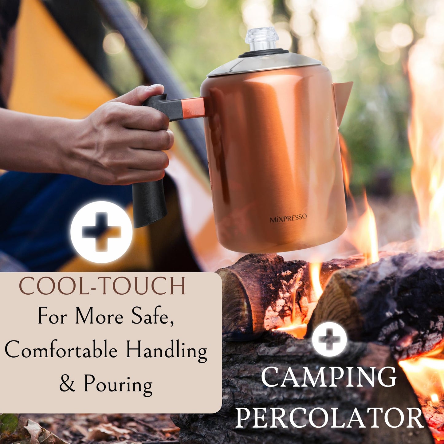 Estufa de Café Mixpresso Acero Inoxidable Cobre Mango de Tacto Frío 30 Onzas