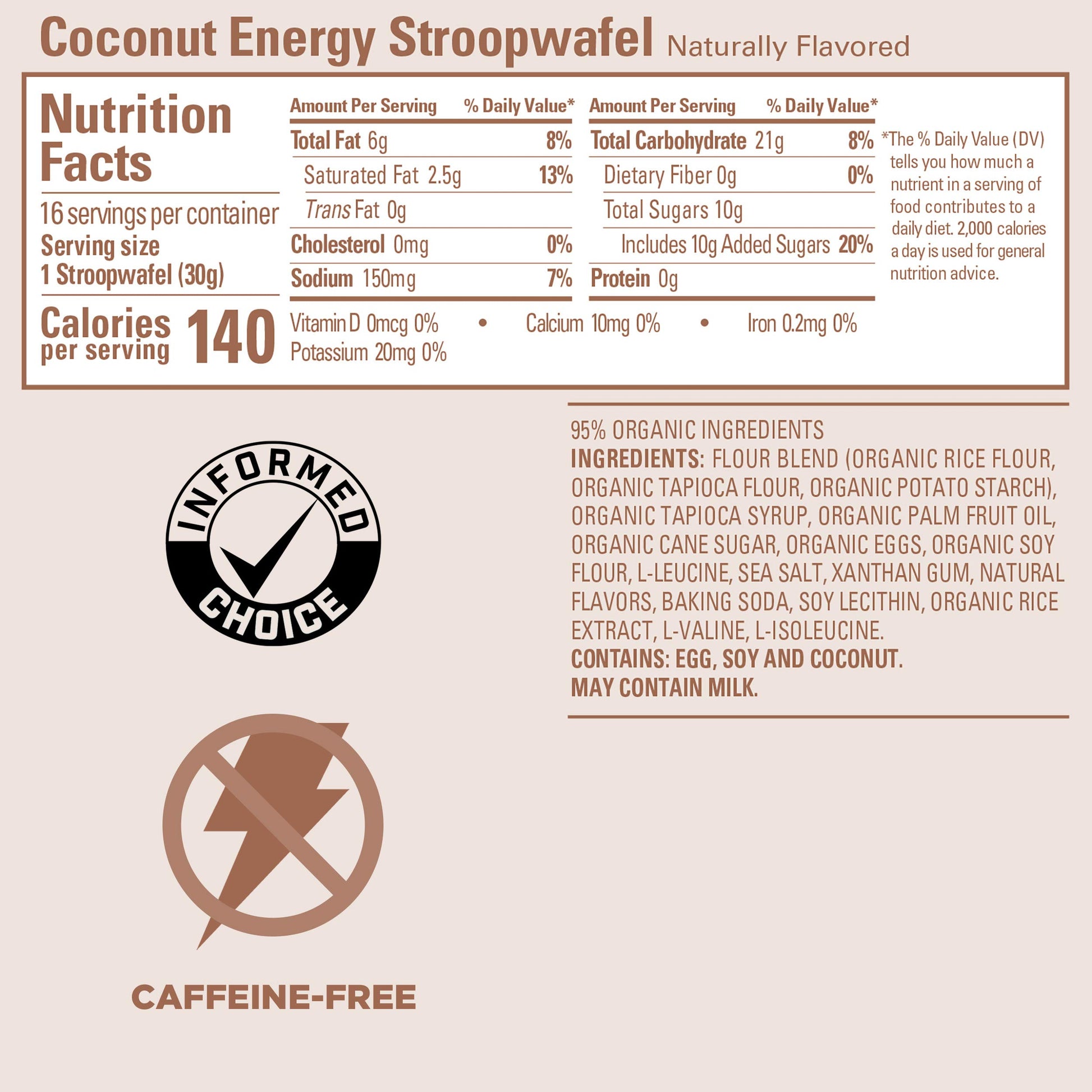 GU Energy Stroopwafel, Waffle de Nutrición Deportiva, Coco sin gluten, 16 Piezas
