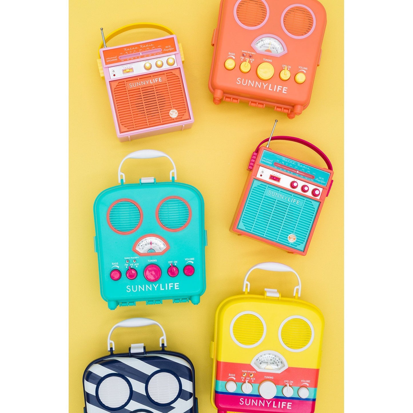 SunnyLife Altavoz y radio de playa para mujer, naranja/fiesta de bloques, Talla unica