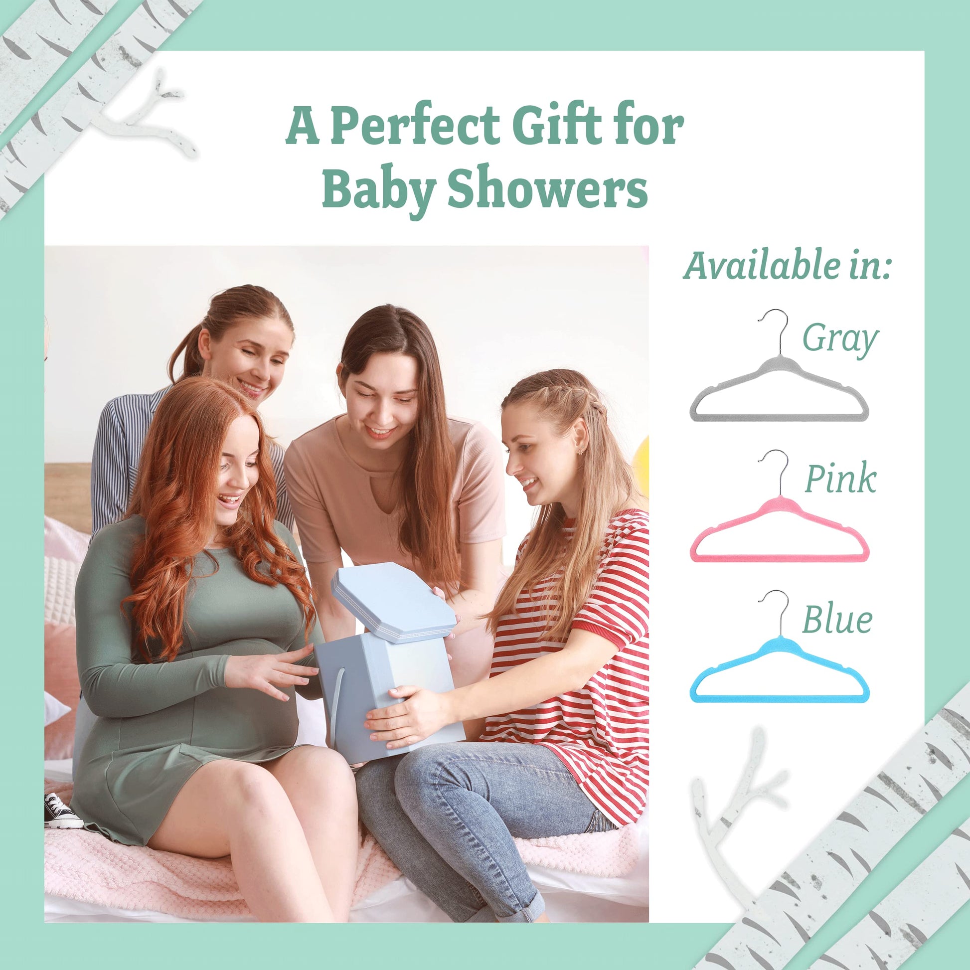 Baby Nest Designs - Perchas de terciopelo de plástico para niños, separadores antideslizantes para guardería, organizador de clóset, color gris, paquete de 15