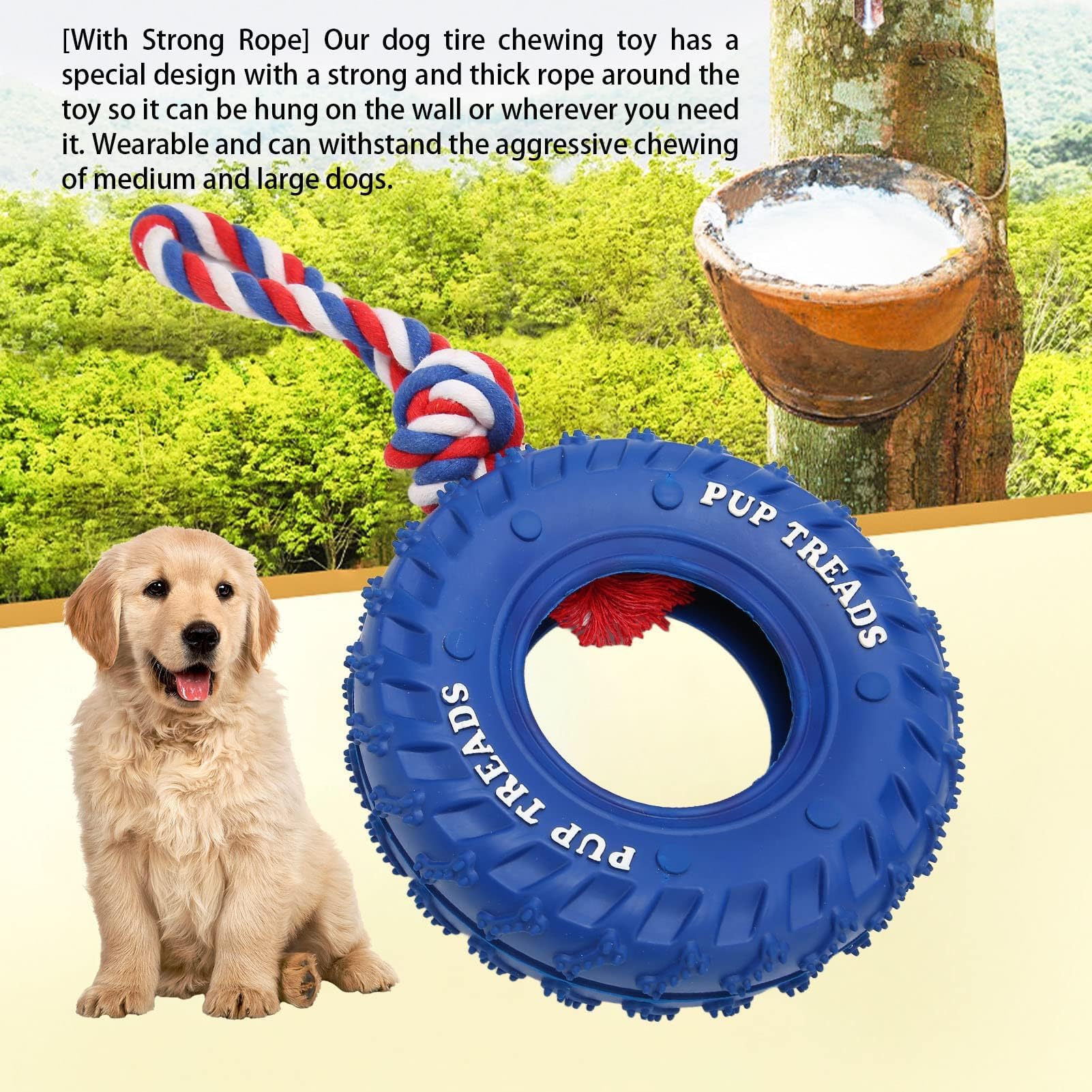 Juguetes para Perros para Masticadores Agresivos, Juguetes para Masticar Neumáticos para Perros con Cuerda, Juguetes para Masticar Cachorros De Goma para Juguetes Masticables para Perro(Blue)
