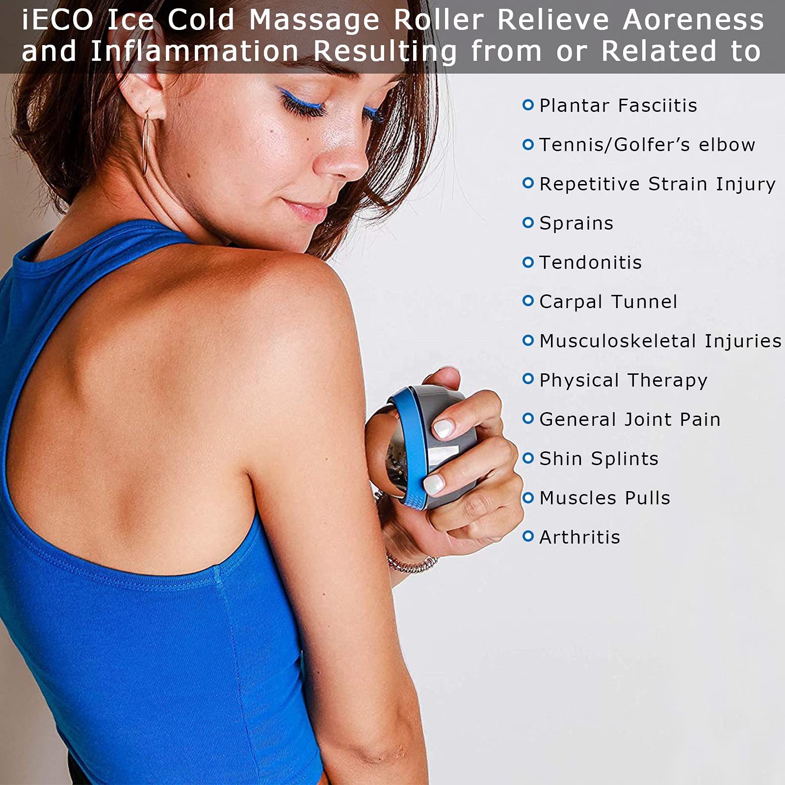 iECO Cryosphere Cold Massage Roller Ball - Pelota de masaje para alivio con frío y calor, liberación miofascial, terapia de puntos gatillo, nudos musculares - Masajeador de hielo para tejido profundo
