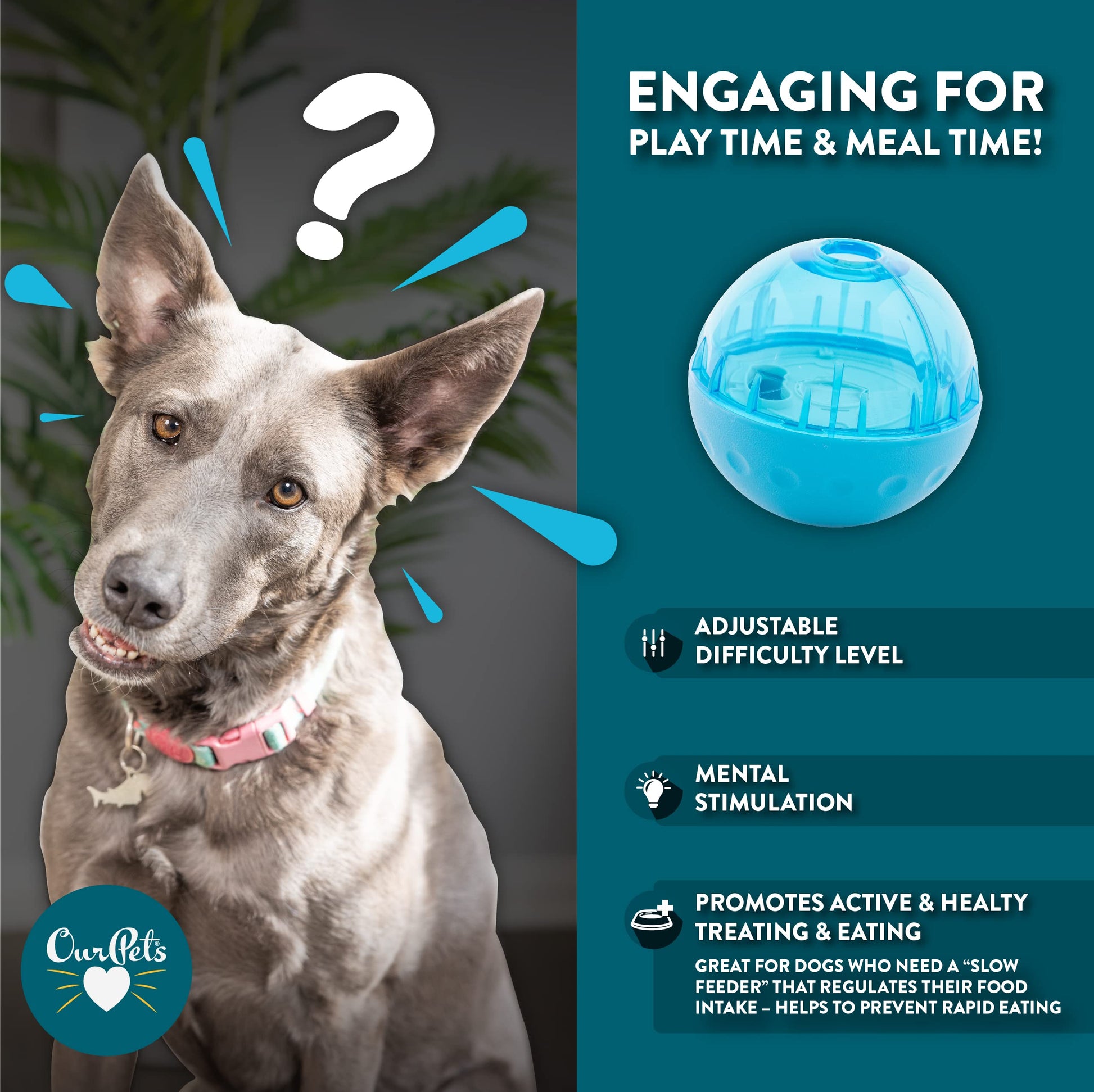 Juguete Interactivo OurPets IQ con Dispensador de Comida 10 cm para Perro