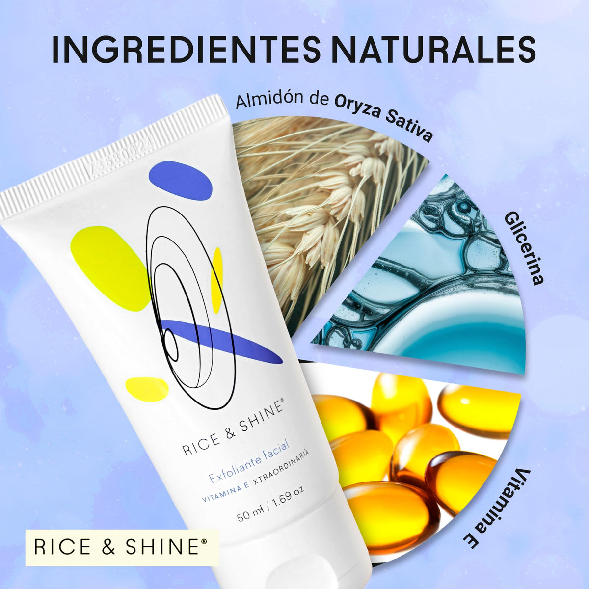 RICE & SHINE | Exfoliante Facial con Aceite de Germen de Arroz | Skin Care 100% Natural - 60% más de Vitamina E que el Aceite de Argán | Limpieza Profunda y Suavidad en la Piel