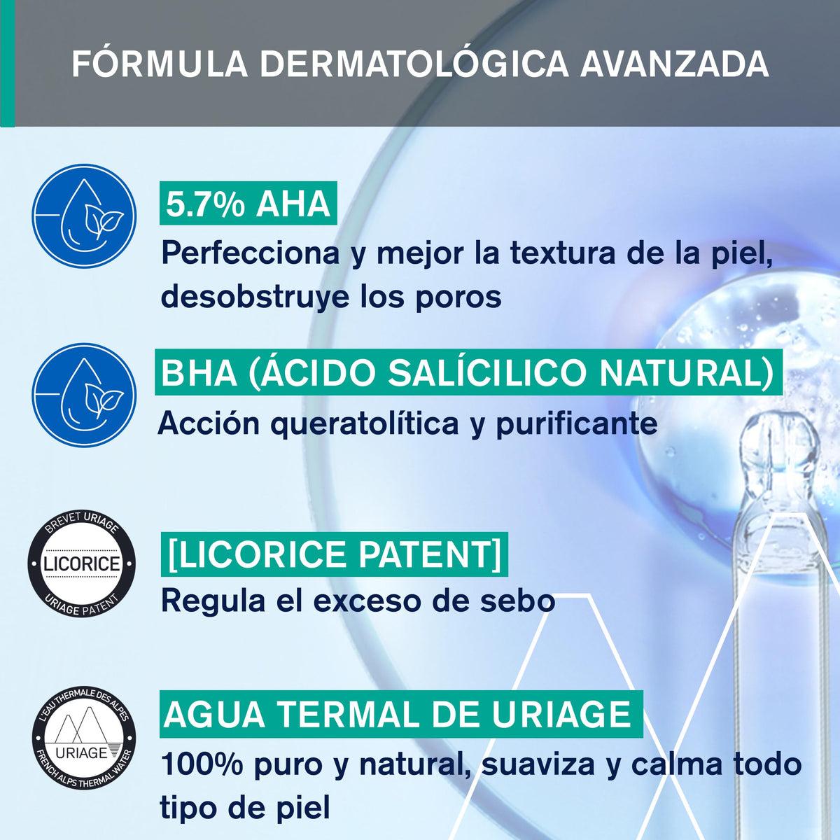 Uriage Hyseac SOS gel secante 15 ml – tratamiento localizado antiimperfecciones con AHA y ácido salicílico natural – seca, purifica y atenúa marcas con efecto parche invisible