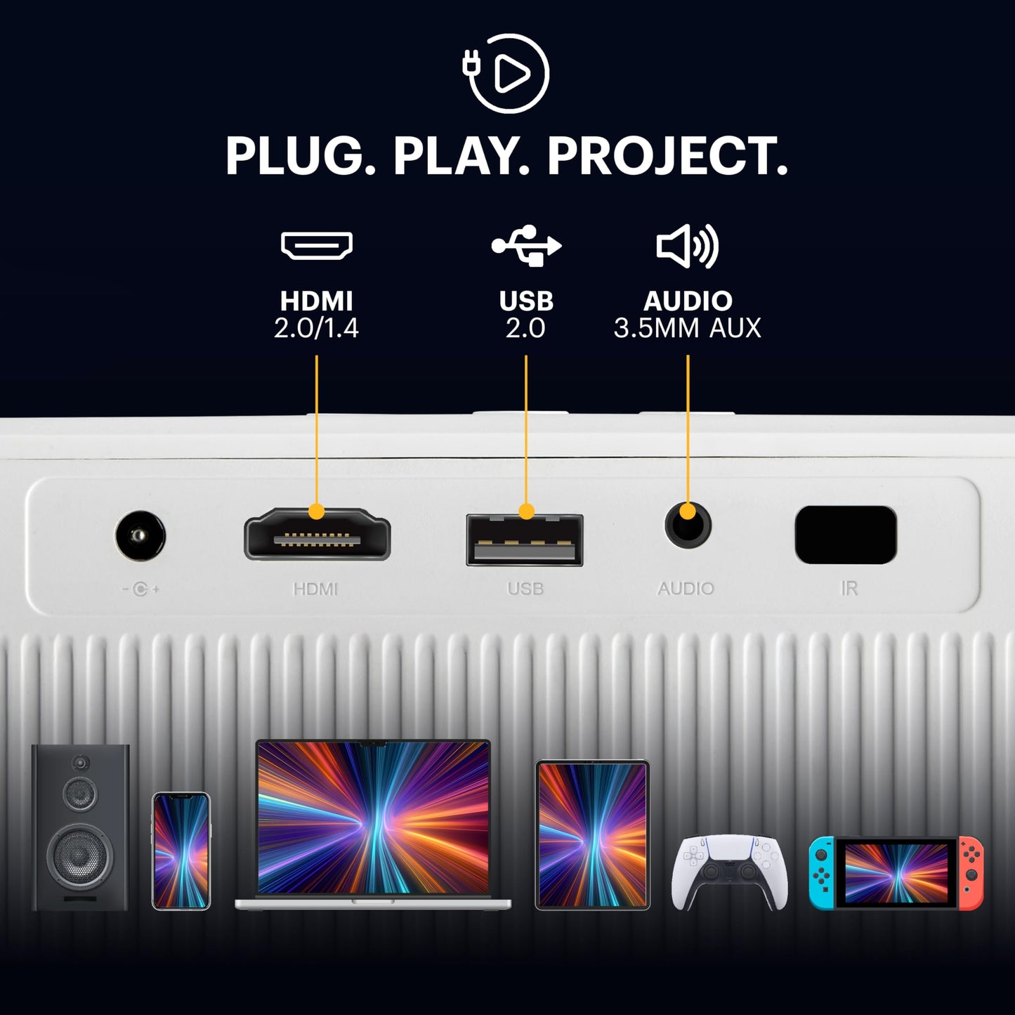 Kodak Flik X20 Proyector inteligente 1080p, Google TV Dongle integrado | LED de 300 lúmenes ANSI | enfoque automático y piedra clave | HDMI y USB | Wi-Fi, Bluetooth 5.0 | HDR10, decodificación 4K |