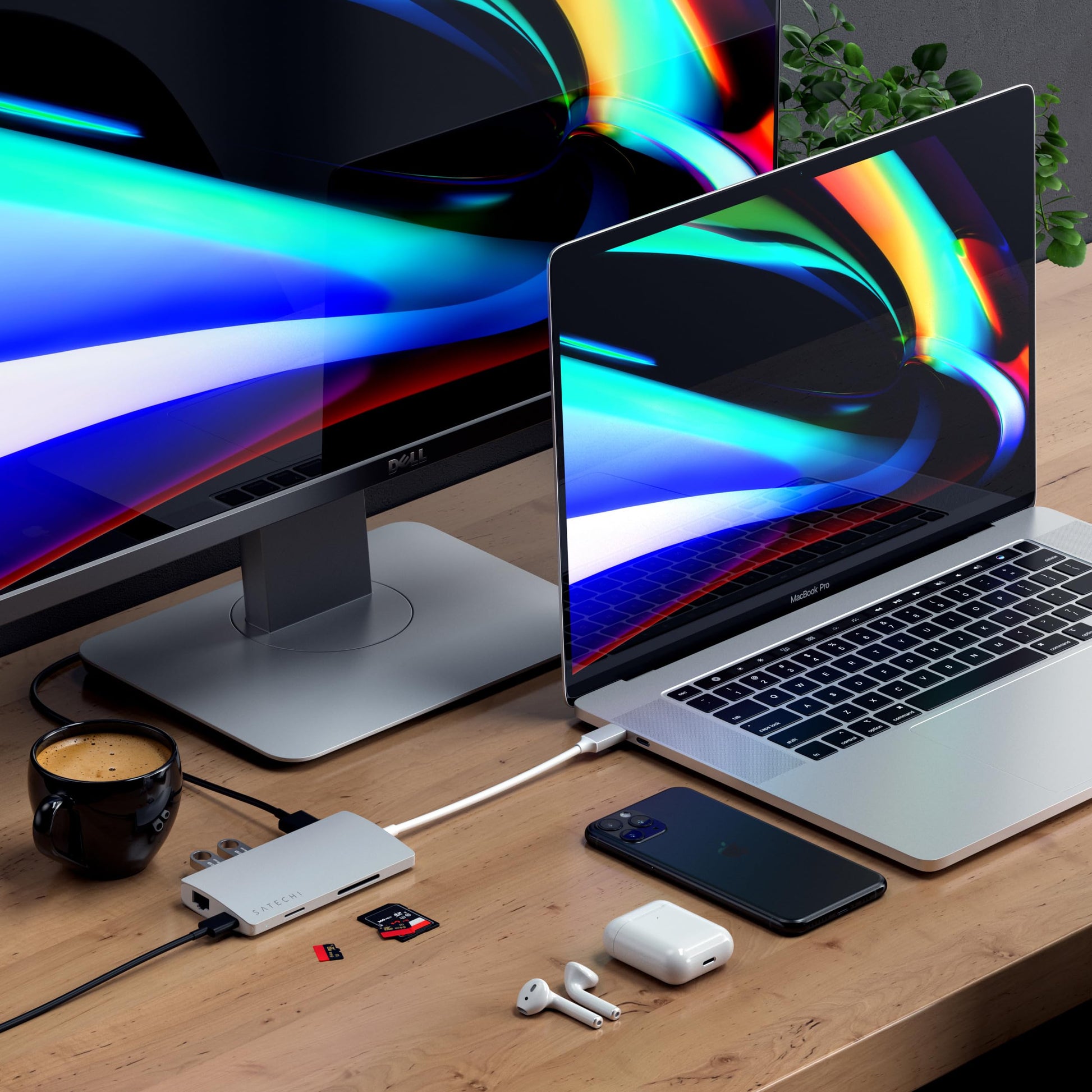 SATECHI Adaptador multipuerto 8 en 1 USB C V2, HDMI 4K, Carga USB C PD de 115 W, 3 Puertos USB-A, Ethernet, Lector de Tarjetas Micro/SD, para portátil, MacBook Air/Pro M4, iPad, Windows - Plateado