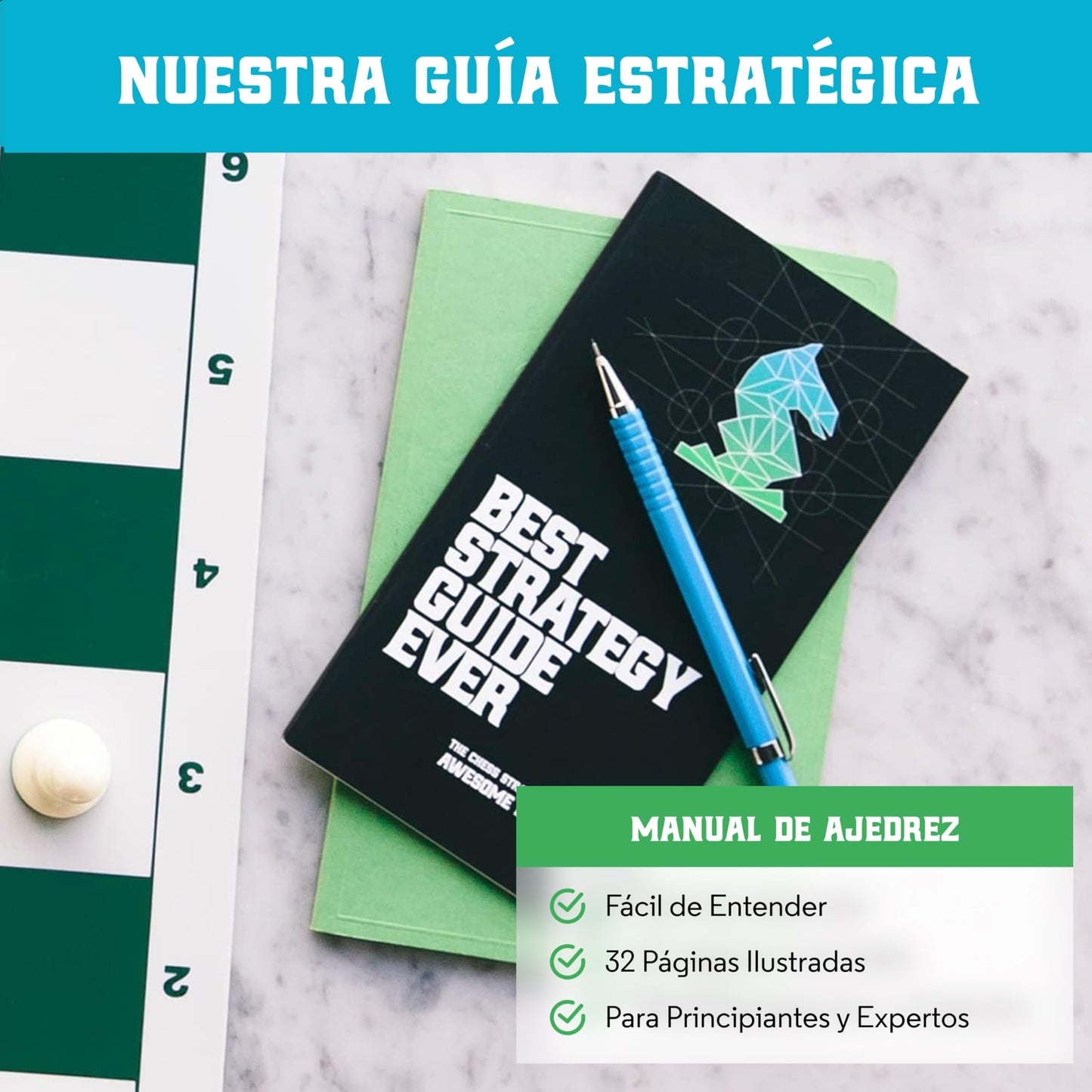 Best Chess Set Ever 4X Juego de Ajedrez Profesional Cuádruple Peso (Rey de 11,4 cm), Tablero Silicon Reversible 50x50 cm, Piezas Modernas Staunton Ponderadas, Ajedrez de Torneo para Adultos y Niños