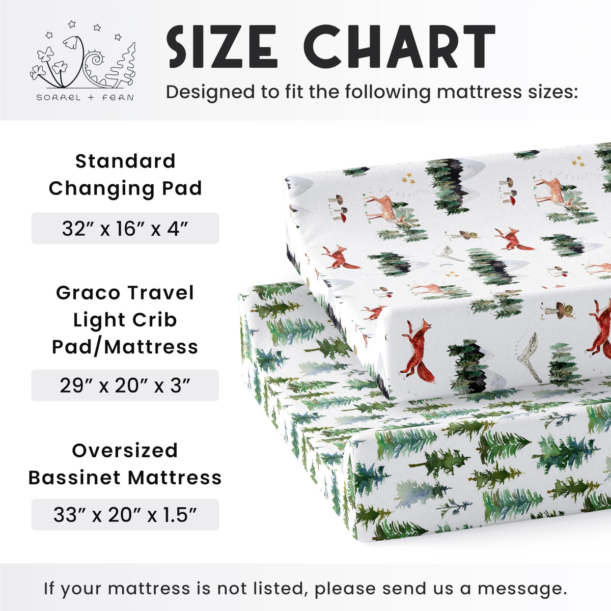 Sorrel + Fern 2-Pack Changing Pad Cover (Woodland Forest Animals) - Buttery Soft Cotton Blend