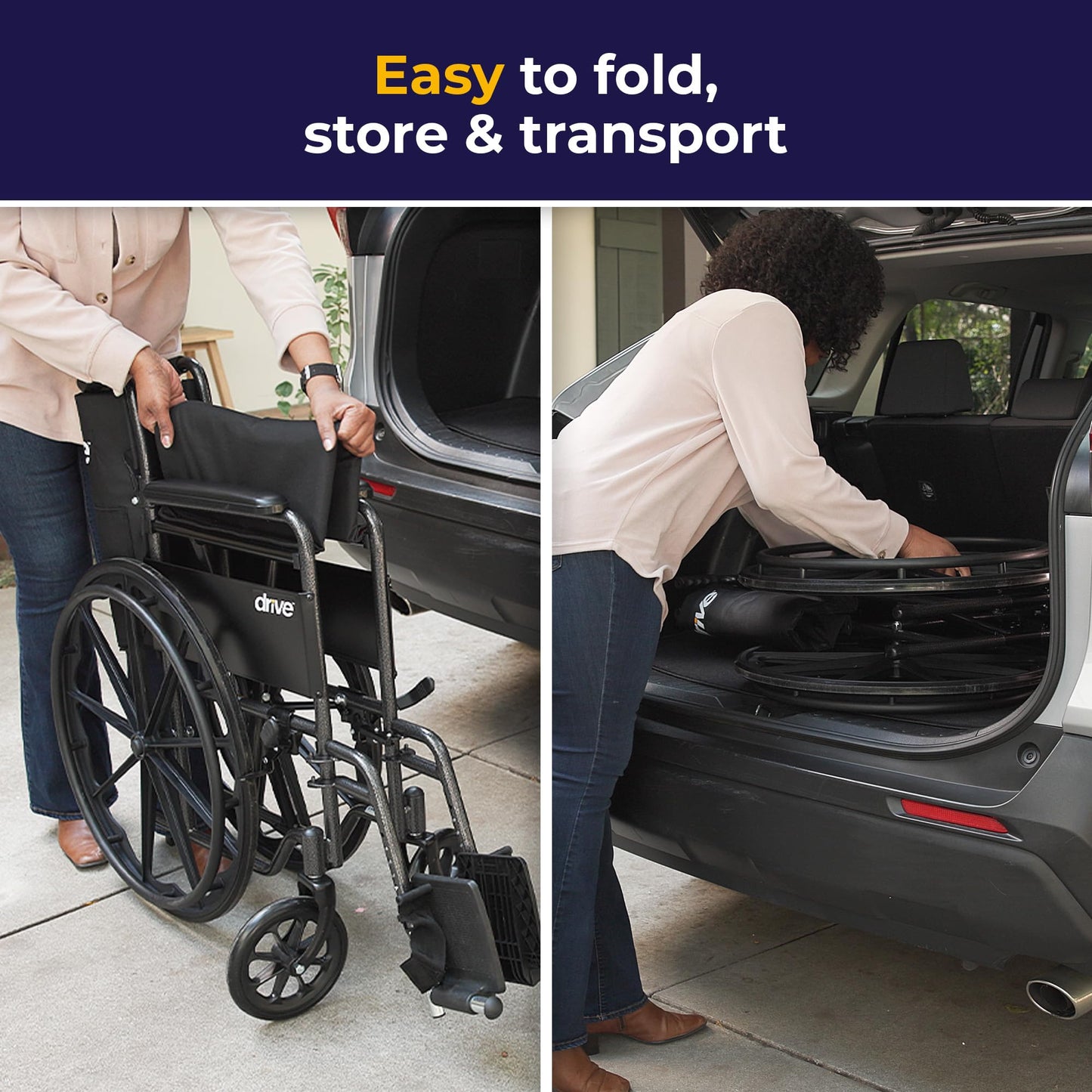 Silla de Ruedas Drive Medical Plata con Brazos Completos y Reposapiés Extraíble