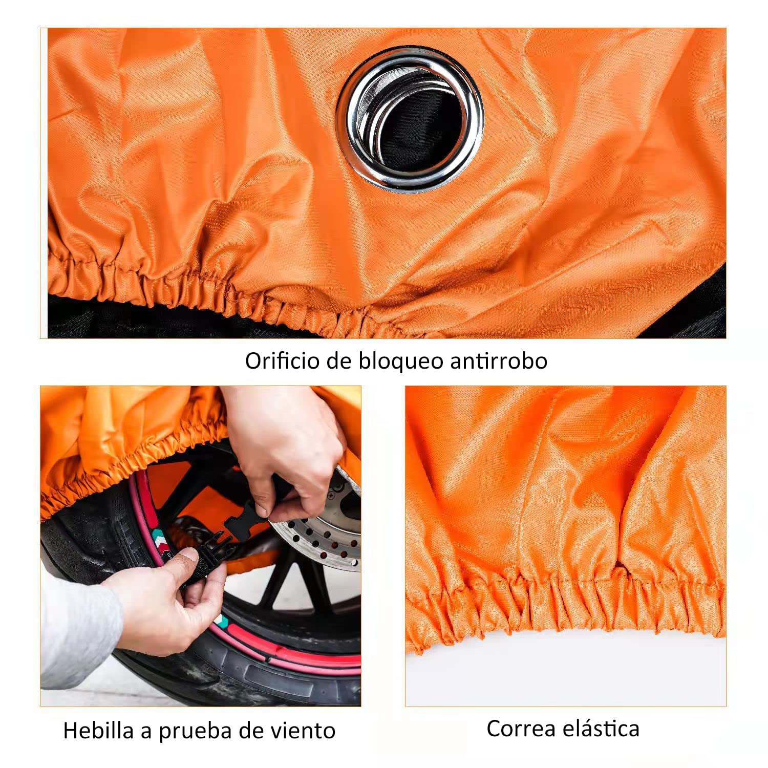 HomeChi Funda para Motocicleta, Impermeable para Motocicletas, Vehículos, Protección Universal contra la Intemperie contra el Polvo UV Reflectante con Orificios Bloqueo para Motocicletas y Cruceros