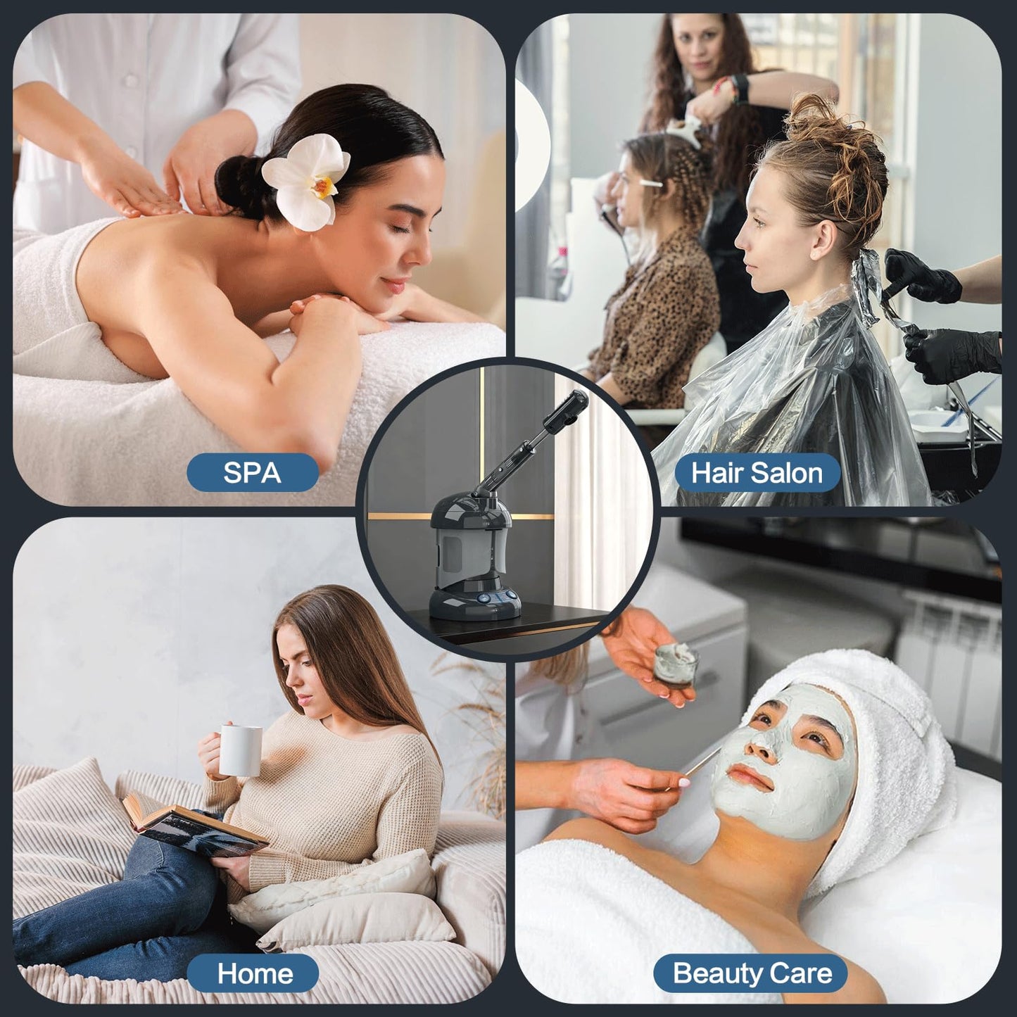 Kingsteam Vaporizador facial nano iónico para limpieza profunda, vaporizador facial portátil de ozono con brazo extensible giratorio de 360°, humidificador para cuidado personal en casa o salón.