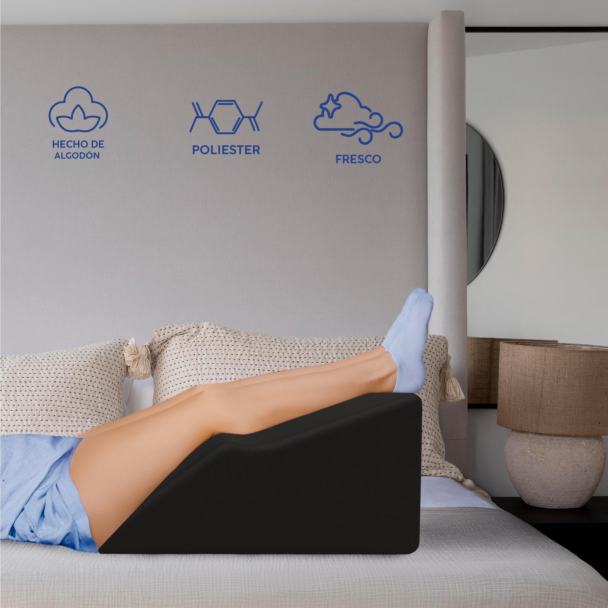 Almohada Elevación de Piernas DR JOOHN Negro para Disminuir Varices y Favorecer el Retorno Venoso