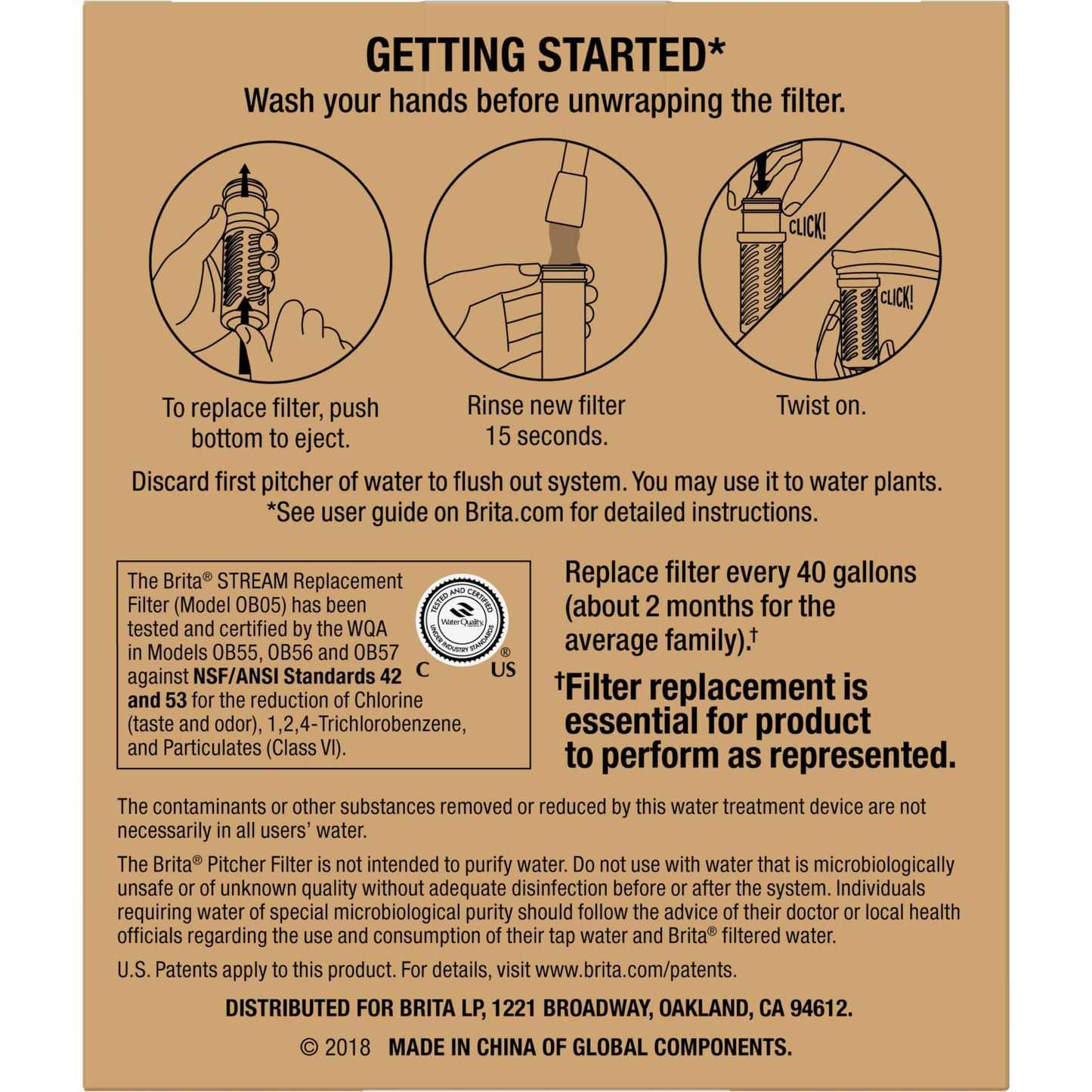 Filtro de Agua BRITA Stream Transparente con Tecnología Libre de BPA