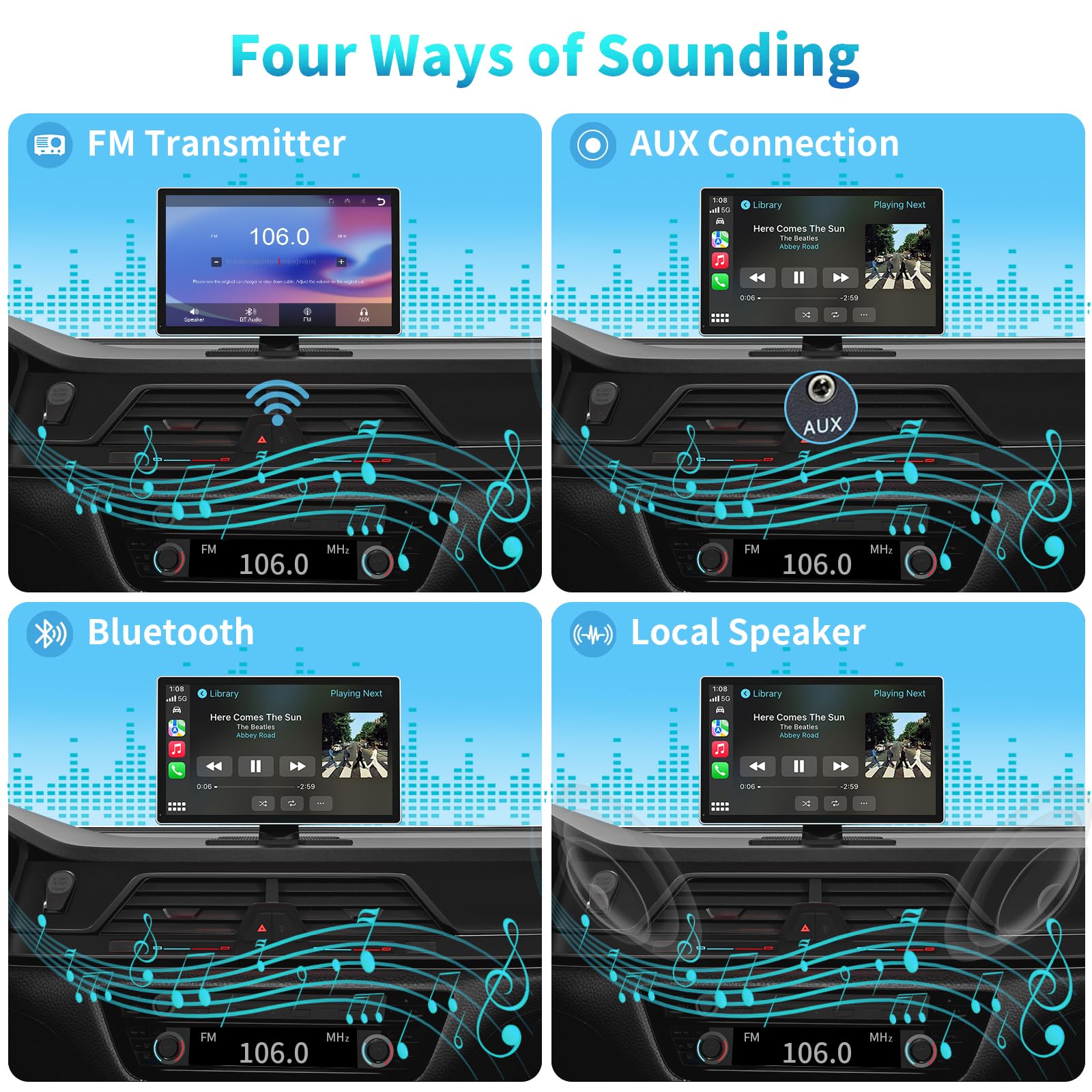 Visualización Portátil para Coche Apple Carplay Inalámbrica de 9 Pulgadas con Cámara de Salpicadero 4K y Cámara de Respaldo 1080p DVR