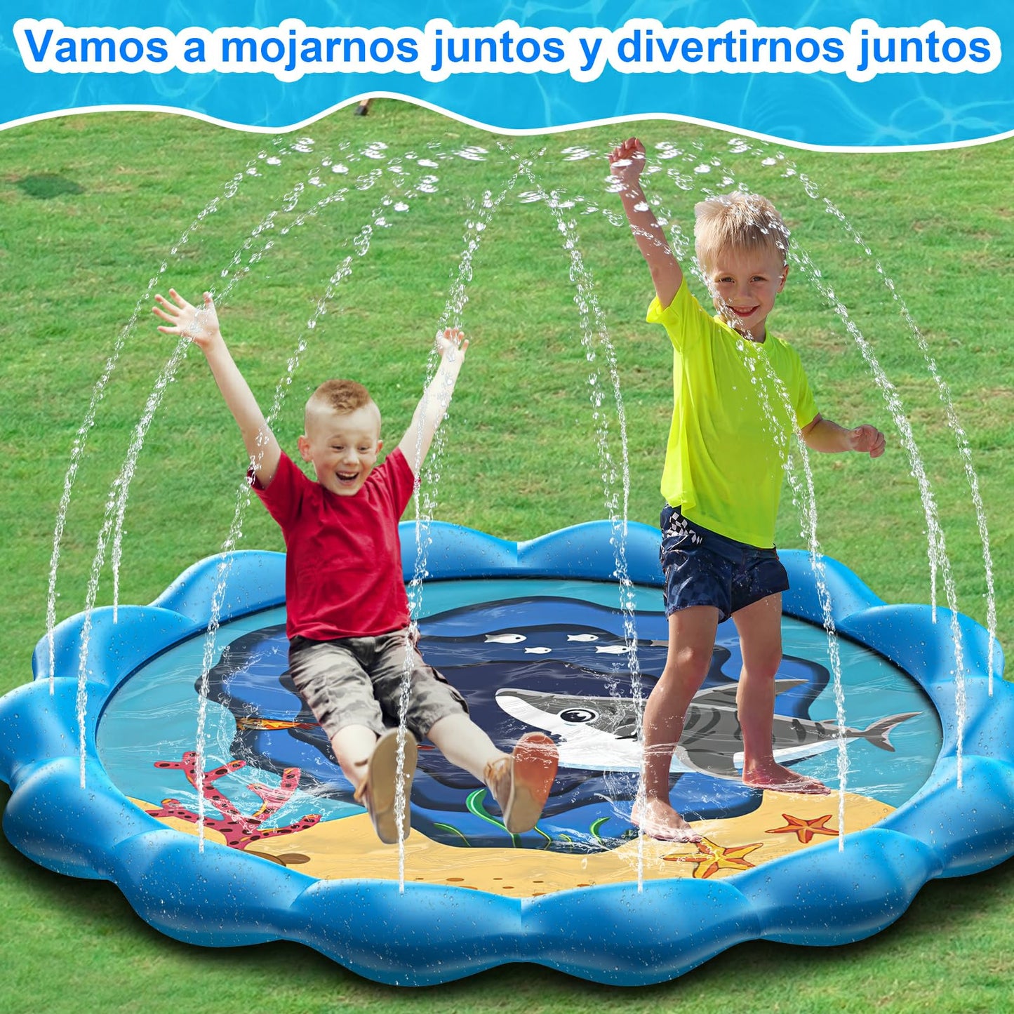 Alberca UIEYAKFR Azul 170CM Ssplash Pad Grueso y Duradero para Niños y Perros
