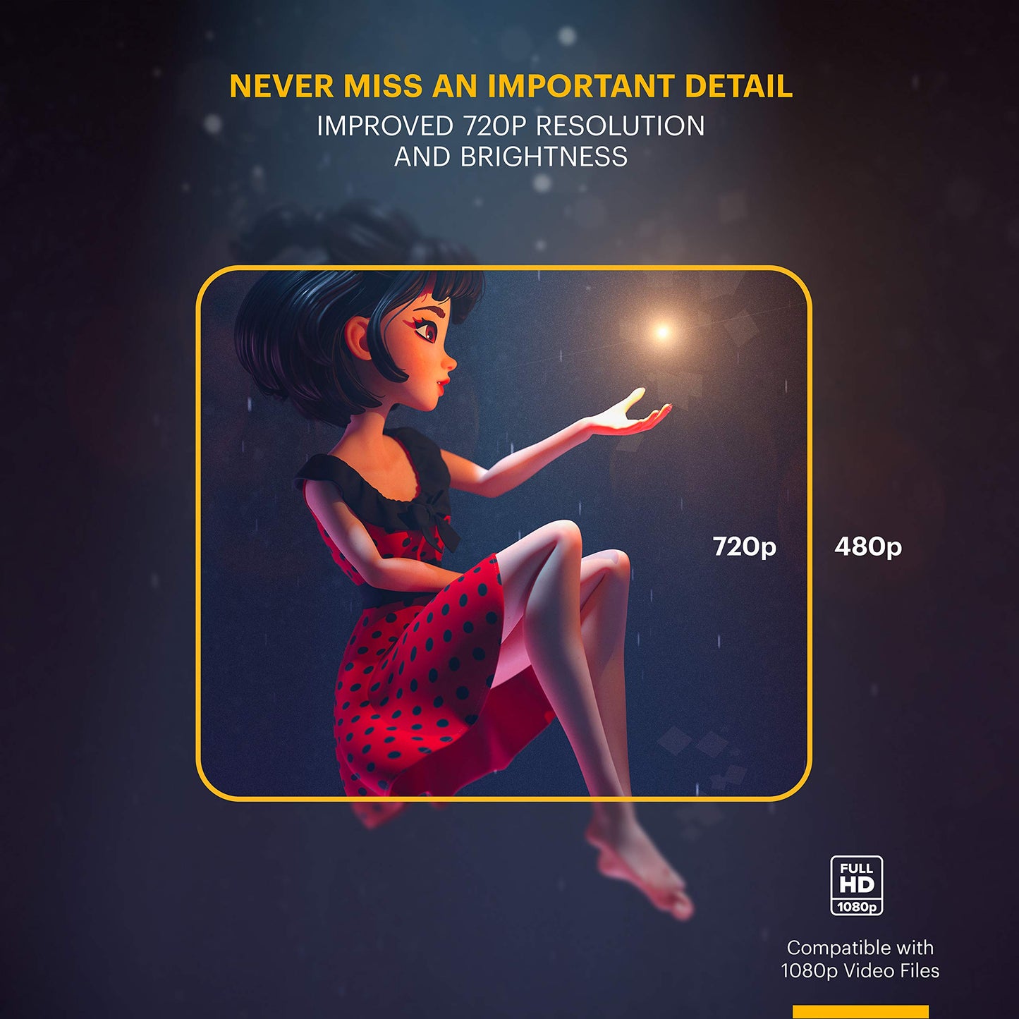 KODAK FLIK X7 Proyector para el hogar (máximo 1080p HD) con trípode y funda incluida, compacto, proyectos de hasta 150 pulgadas con resolución nativa de 720p y 30.000 horas, lámpara LED de lúmenes |