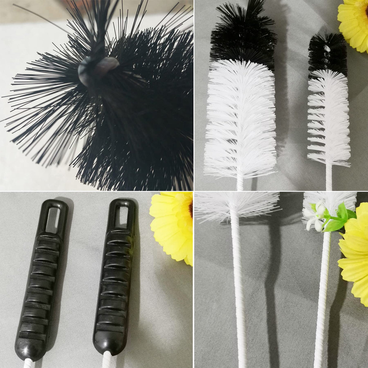 Coralpearl Juego de Cepillos de Limpieza para Botellas Mango Largo Delgado, Pequeño & Grande, Flexibles Escobilla Limpiador de Alambre para Limpiar Biberón, Manguera, Pajita, Tubería, Tubos (4)