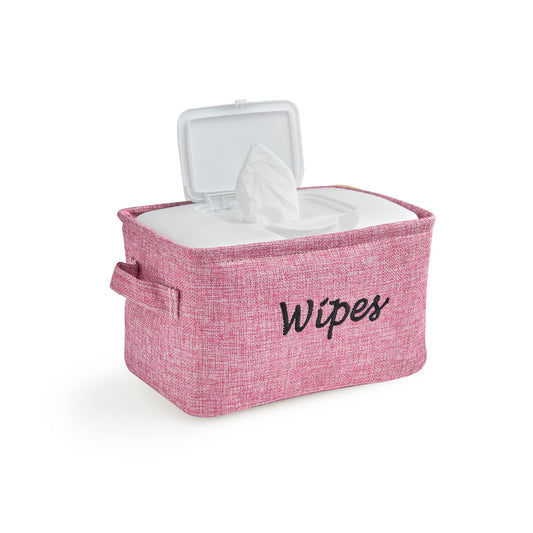 Dejaroo - Cestas para organizar toallitas y artículos esenciales para recién nacidos, organizador de pañales y toallitas, regalos bordados para baby shower, cesta de lino con asa, 9 x 6 x 5.5