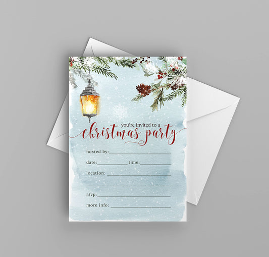 Papelería navideña Evergreen: invitaciones y tarjetas de agradecimiento (invitaciones con sobres)